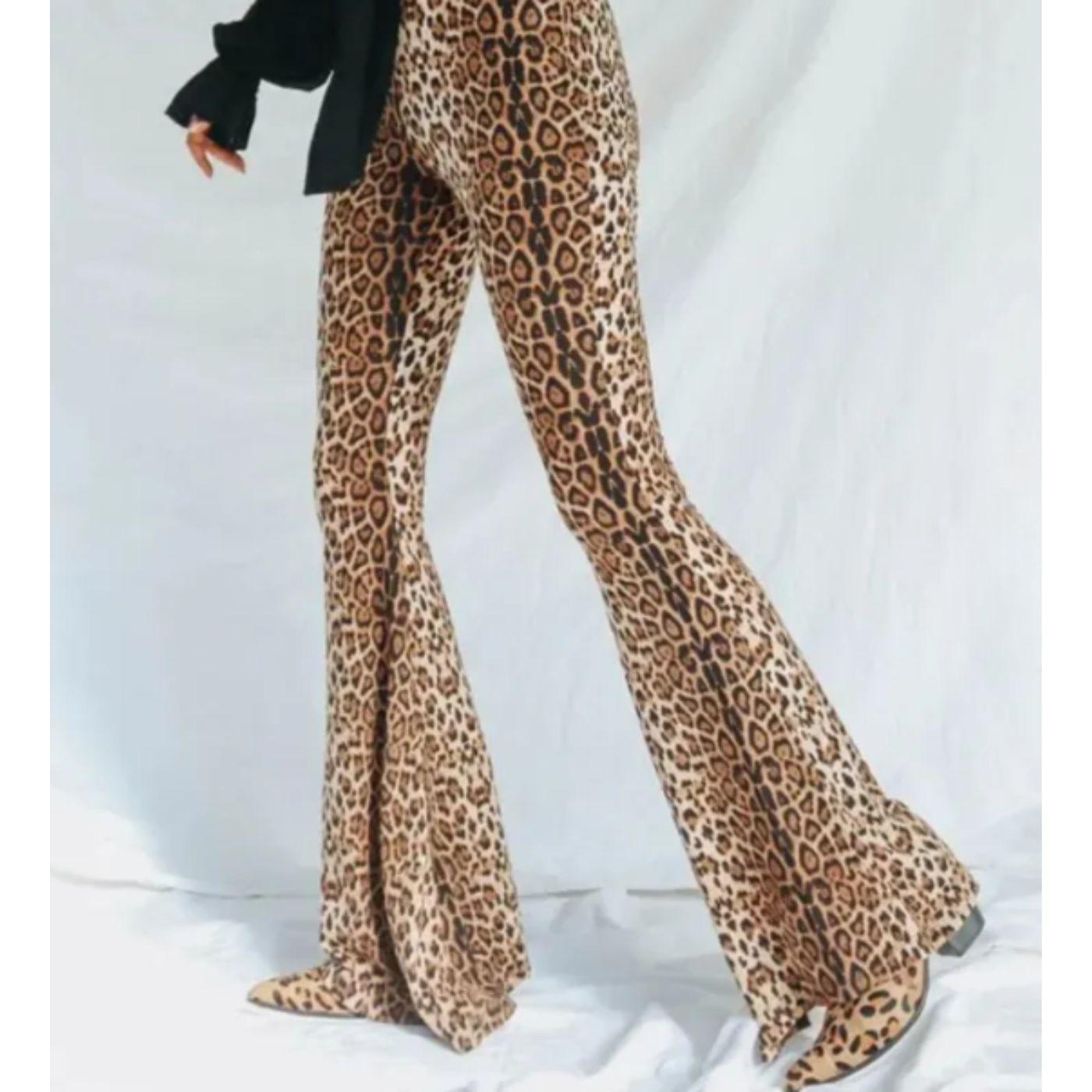 Calza Flare Mujer Animal Print Interior Frisado Tiro Alto 7023-1