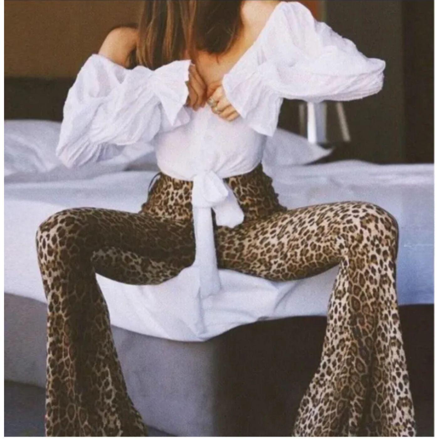 Calza Flare Mujer Animal Print Interior Frisado Tiro Alto 7023-4