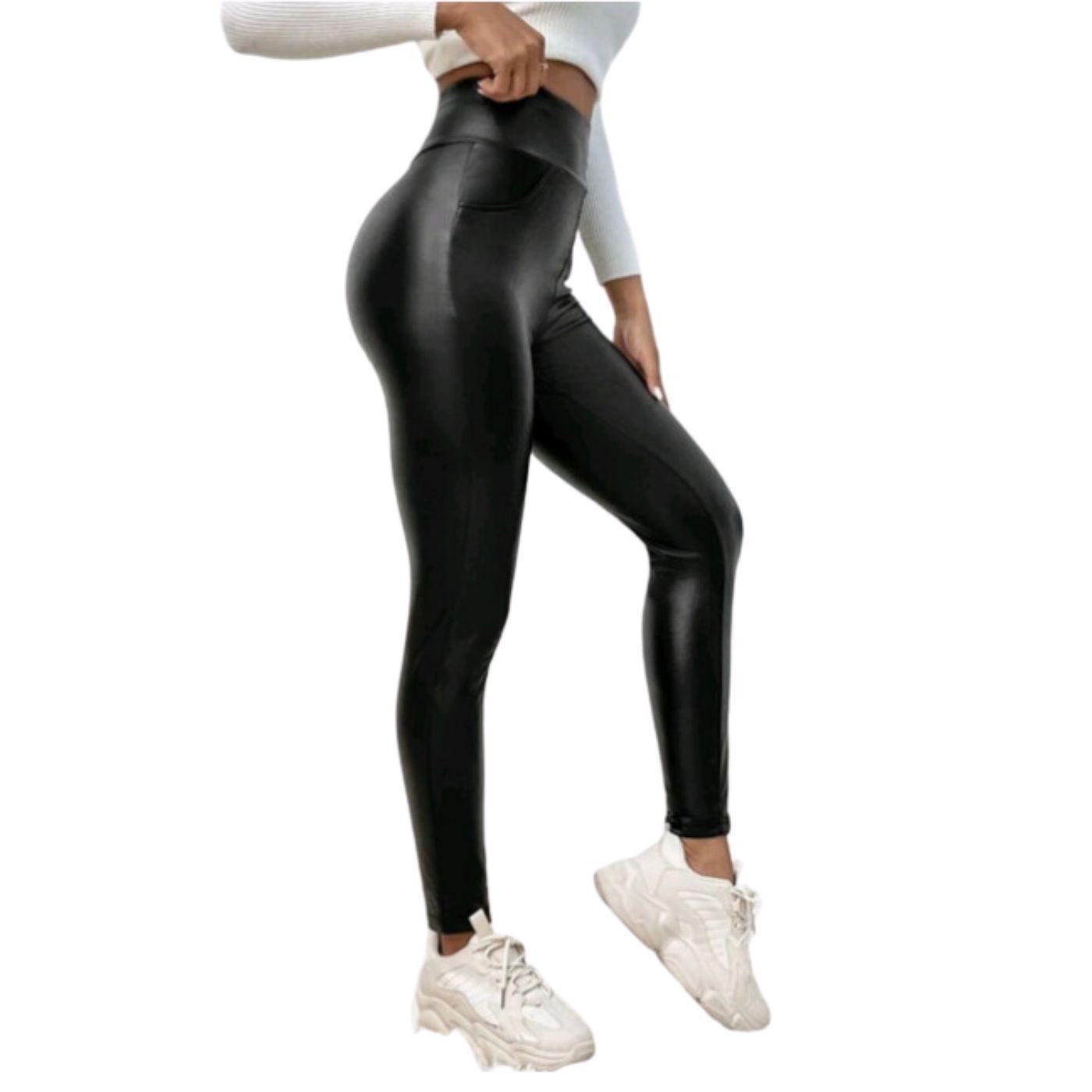 Pantalón Calza Eco Cuero Leggins Pretina Alta 1002-1