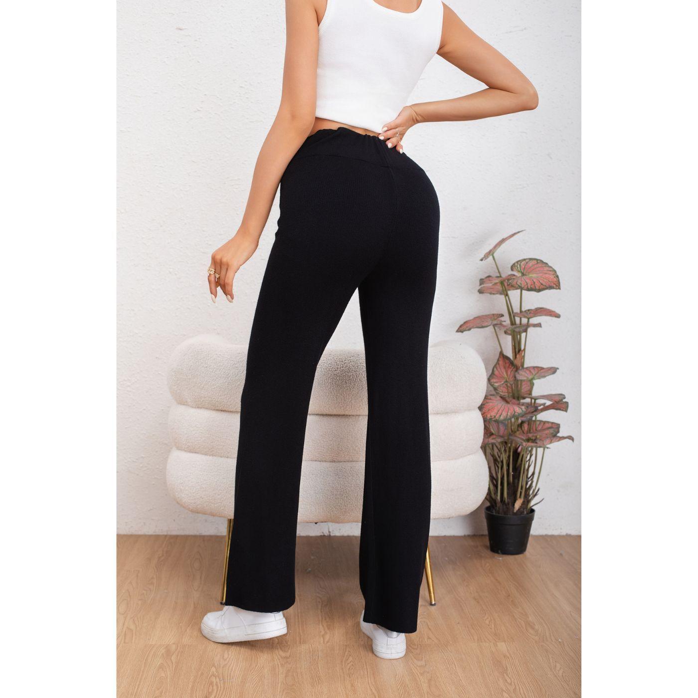 Pantalon Mujer Tipo Calza Flare Lanilla Tiro Alto Full Elasticado 5064-3