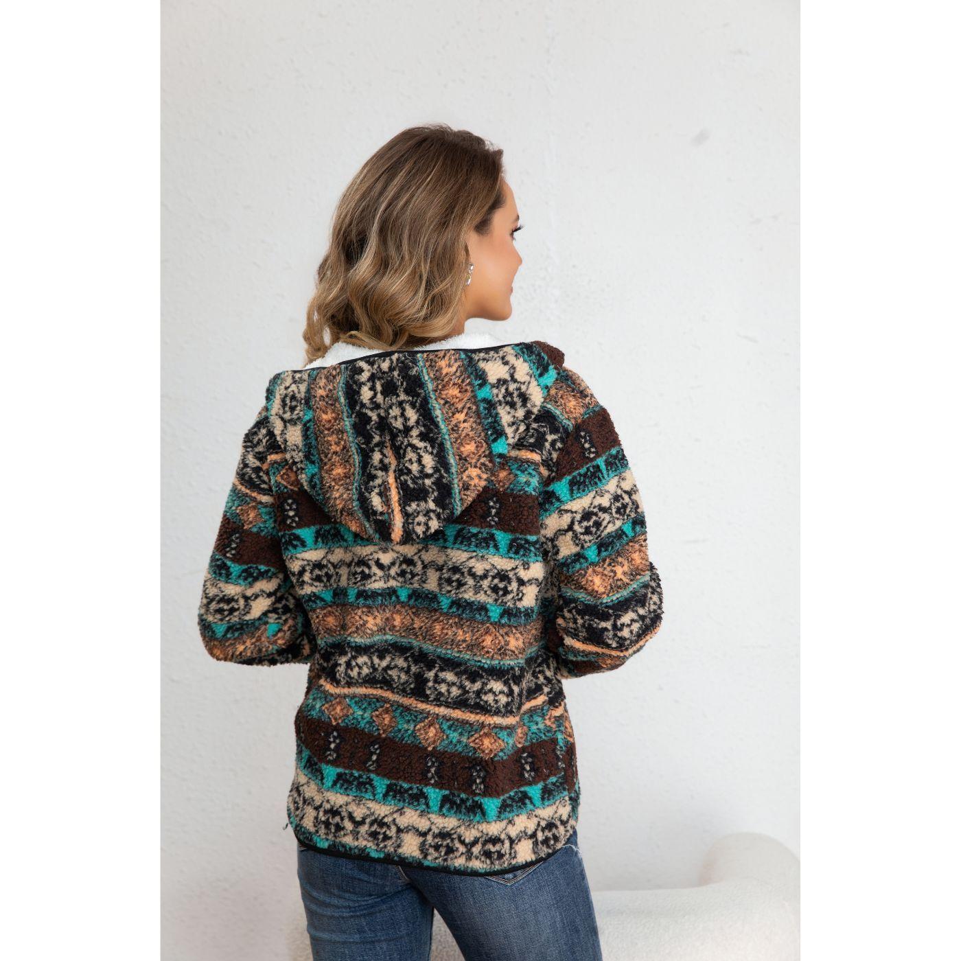 Chaqueta Mujer Poleron Étnico Invierno Forro Interior Piel Cierre 7569-3