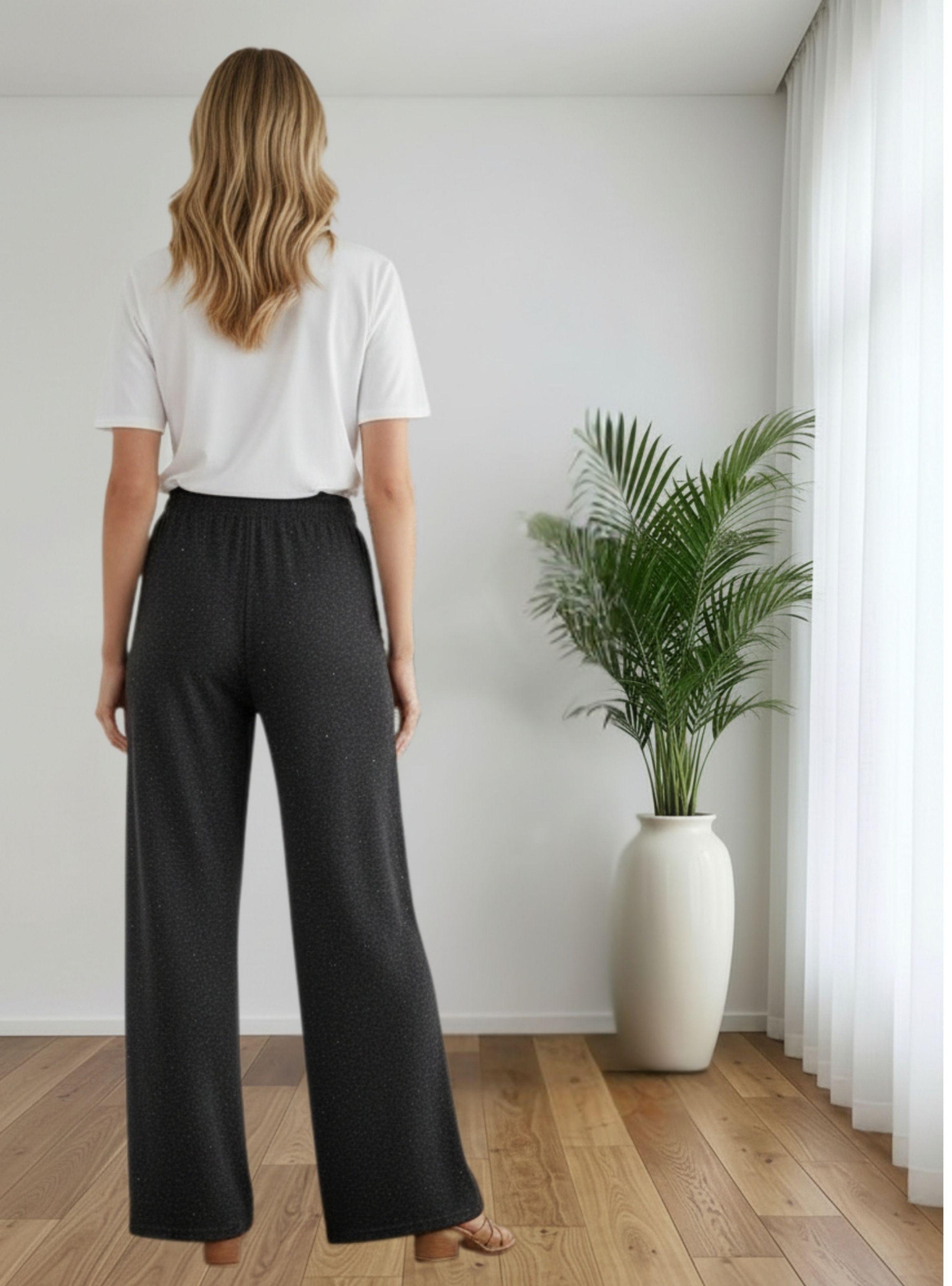 Pantalón Mujer Con Brillo Olgado Lanilla Tiro Alto Full Elasticado 5106-2