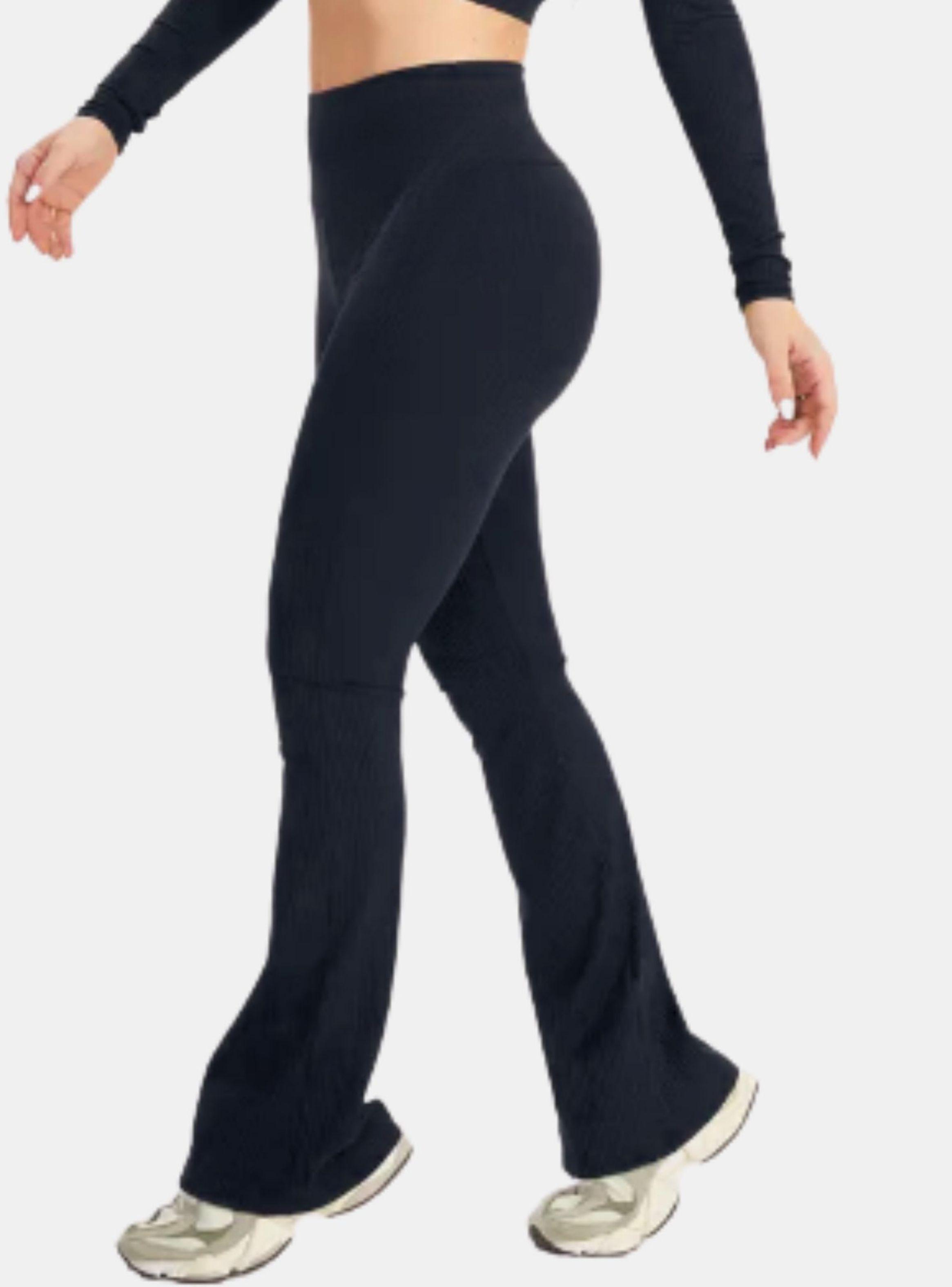 Calza Delgada Yoga Flare Mujer Acanalada Tiro Alto 8006-1
