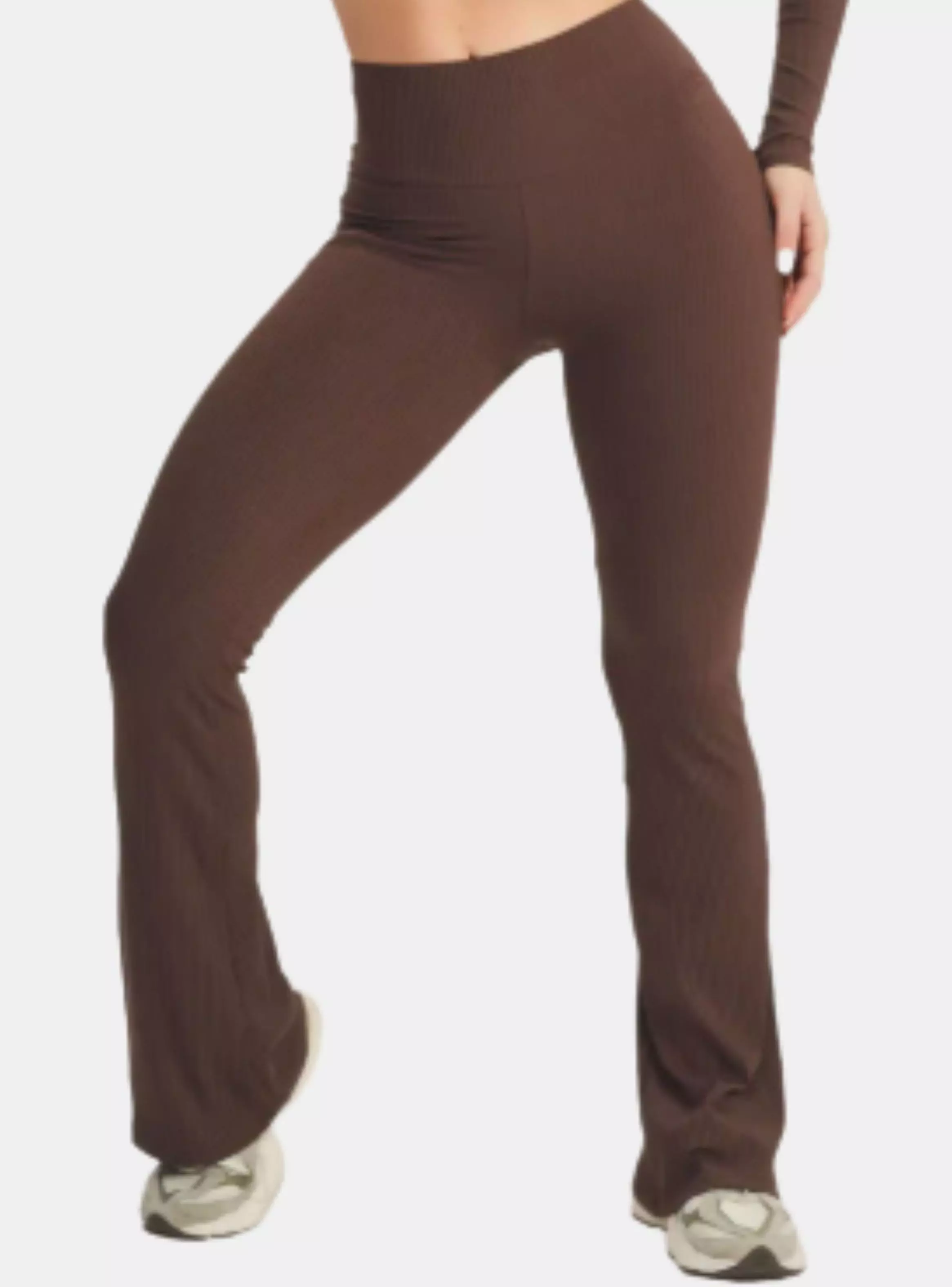 Calza Delgada Yoga Flare Mujer Acanalada Tiro Alto 8006-0