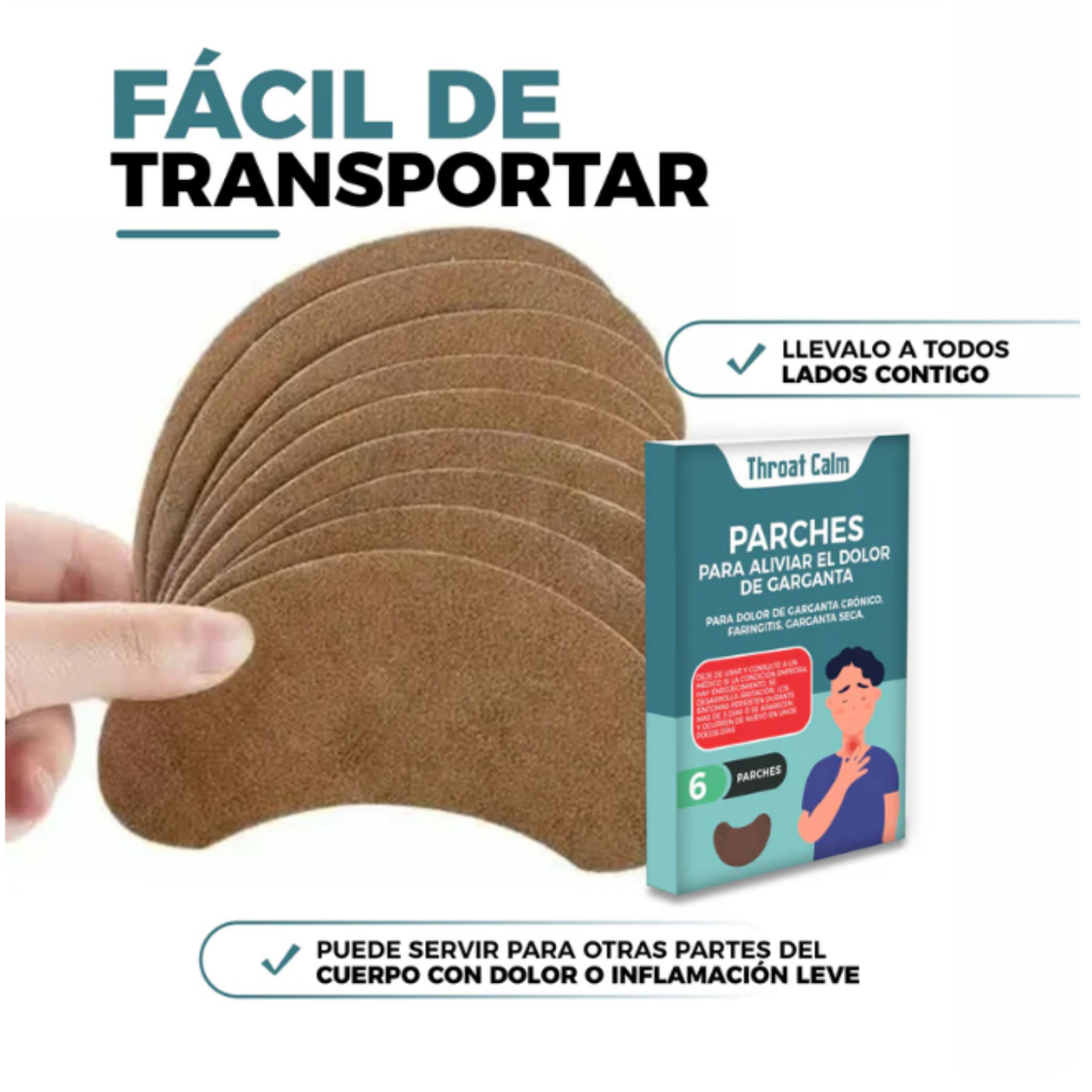 Pack 12 Parches Alivio Instantáneo Tos y Dolor De Garganta 172-2