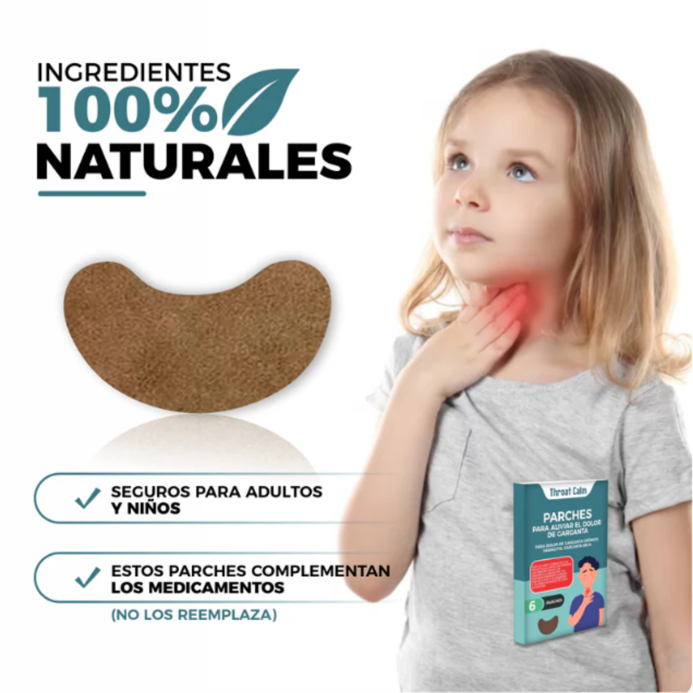 Pack 12 Parches Alivio Instantáneo Tos y Dolor De Garganta 172-3