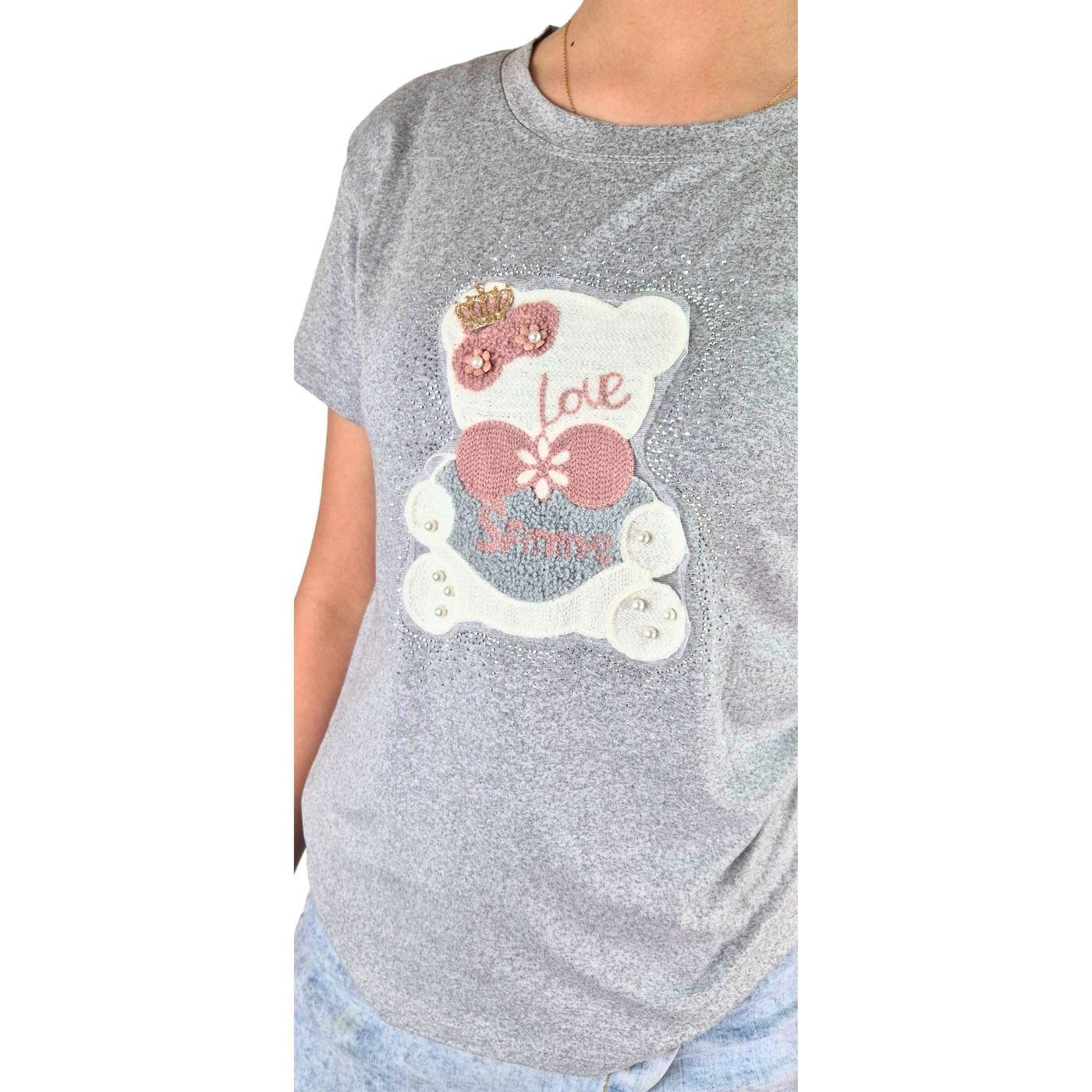 Polera Elasticada Mujer Manga Corta Osito Excelente Calidad 252-3