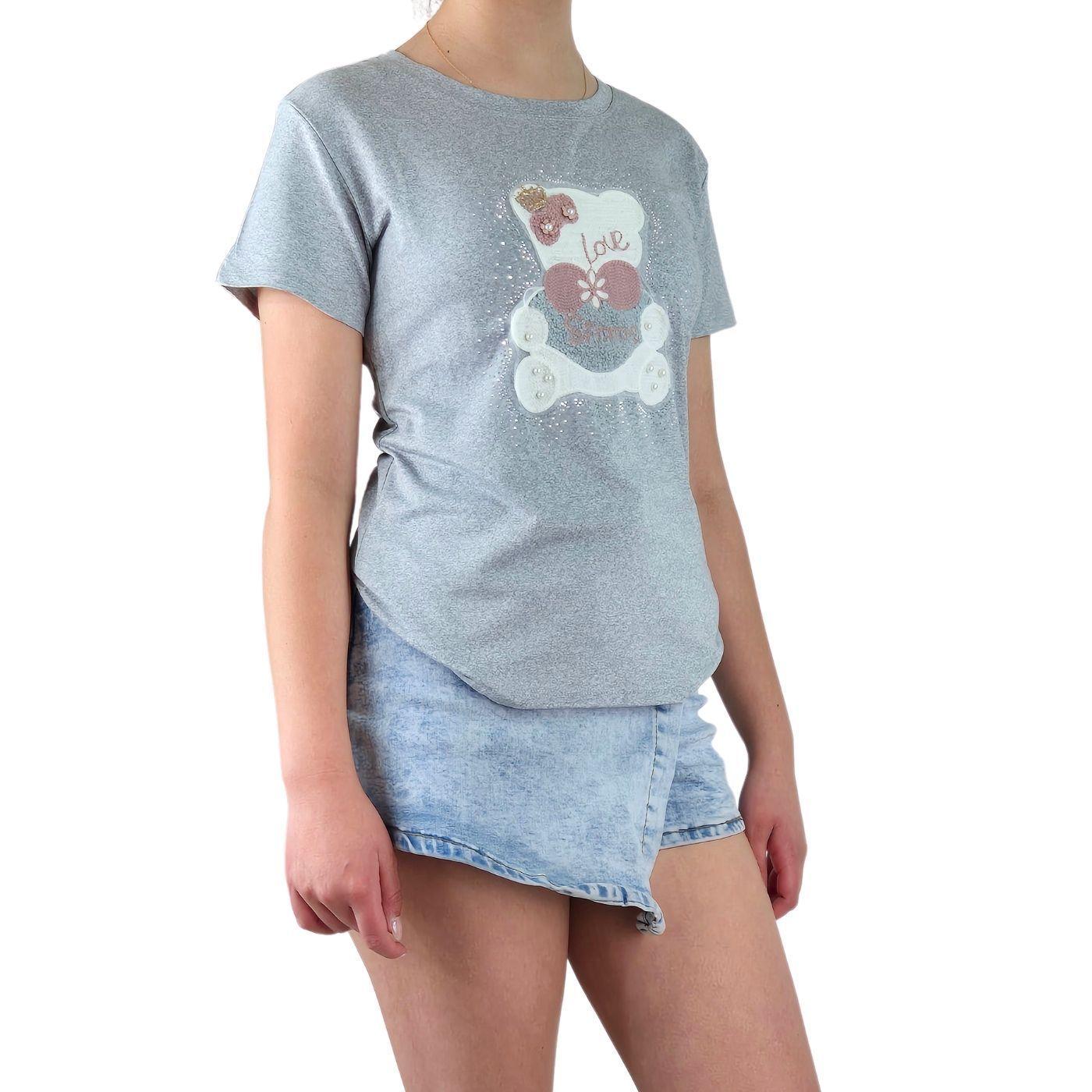 Polera Elasticada Mujer Manga Corta Osito Excelente Calidad 252-1