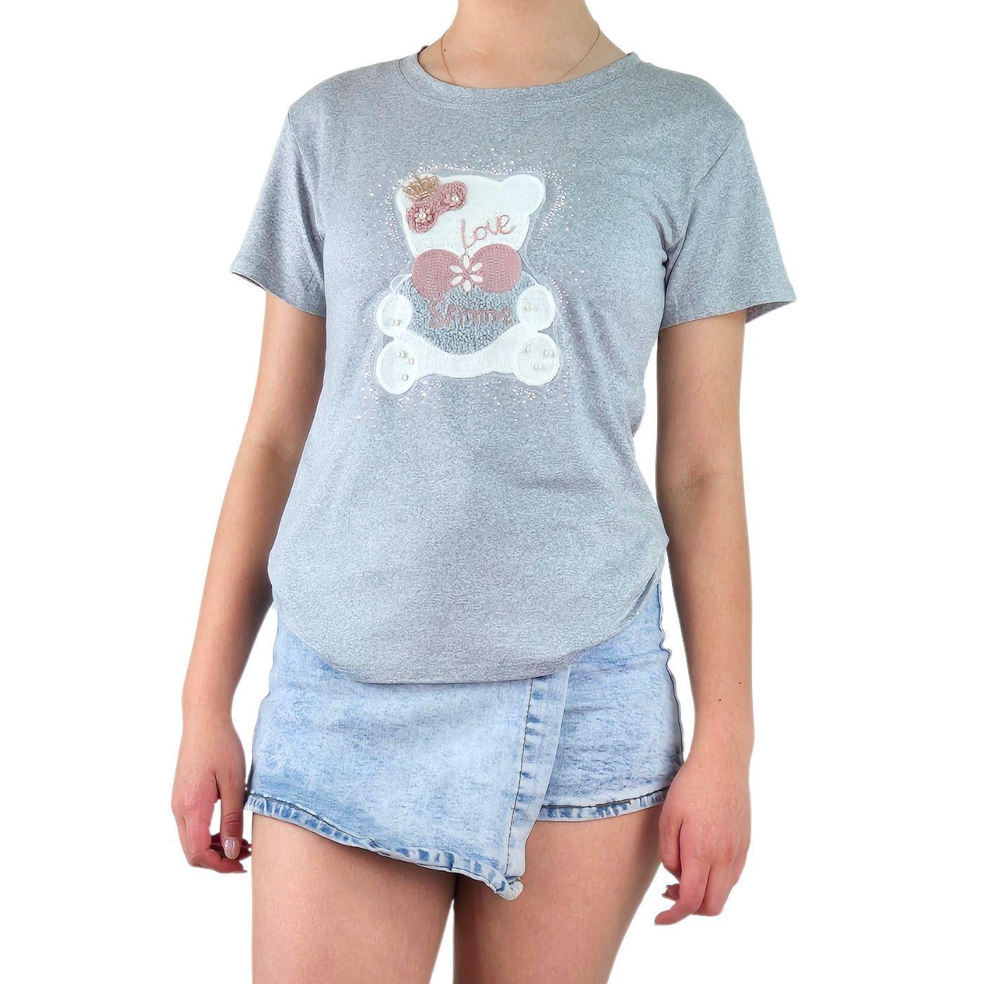 Polera Elasticada Mujer Manga Corta Osito Excelente Calidad 252-2