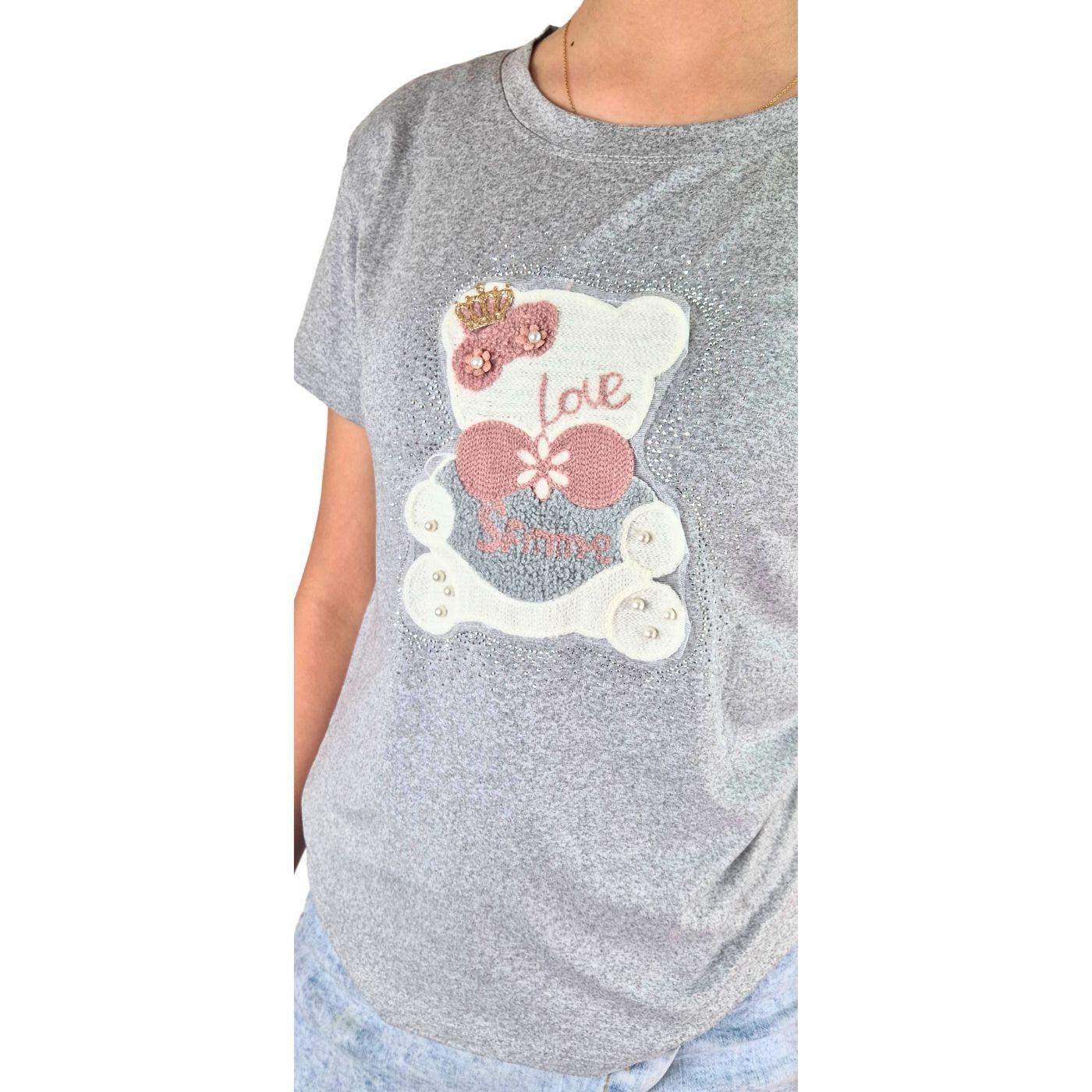 Polera Elasticada Mujer Manga Corta Osito Excelente Calidad 252-3