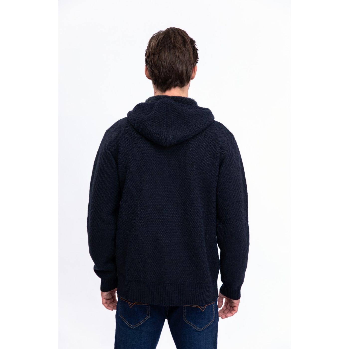 Sweater Algodon Hombre Forro Piel Botones Gorro 7172-1