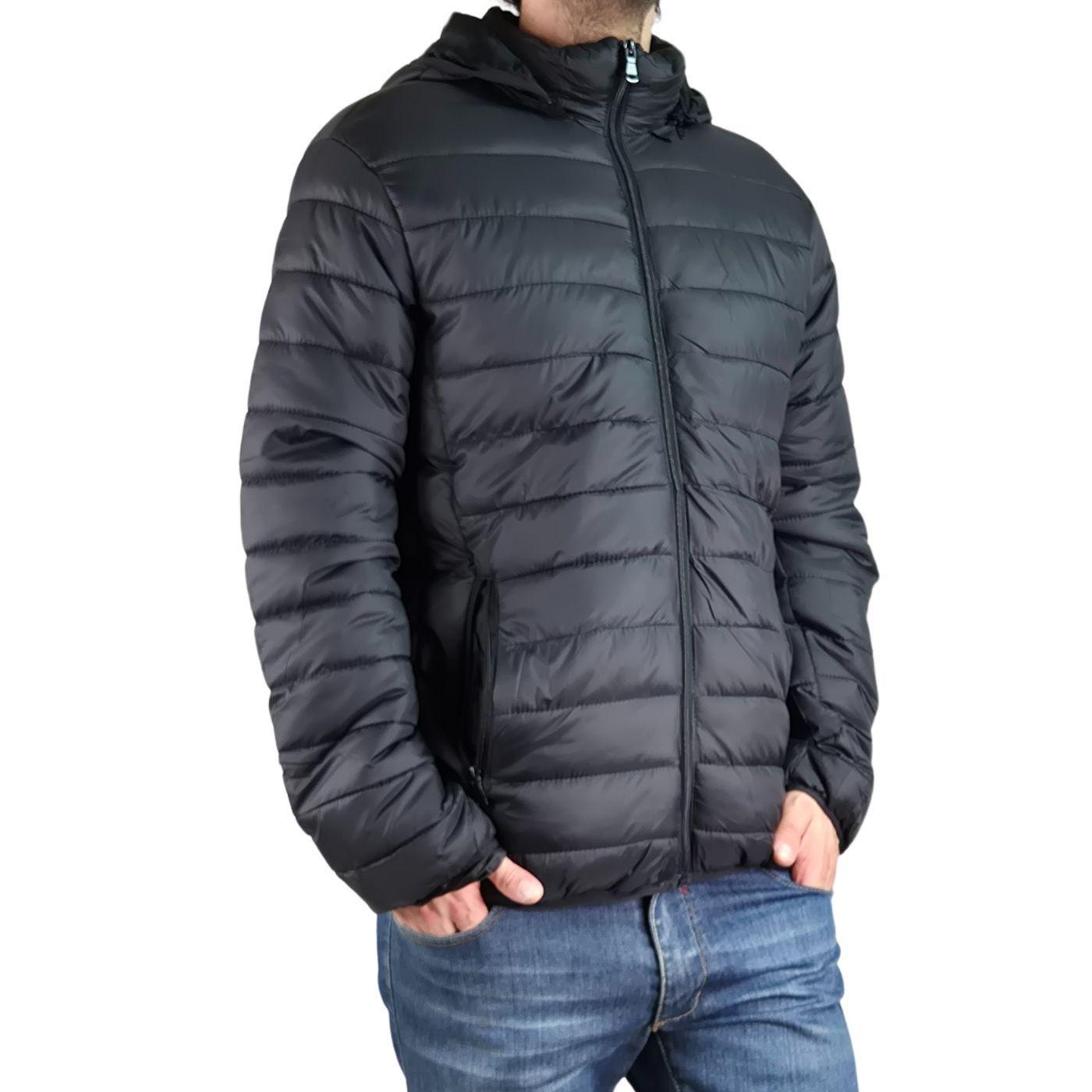 Parka Chaqueta Hombre Frisada Gorro Cierre Negro 919-1