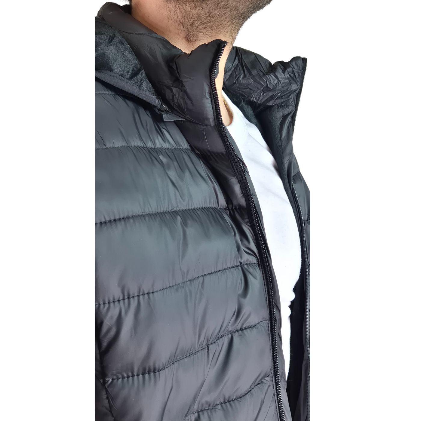 Parka Chaqueta Hombre Frisada Gorro Cierre Negro 919-2