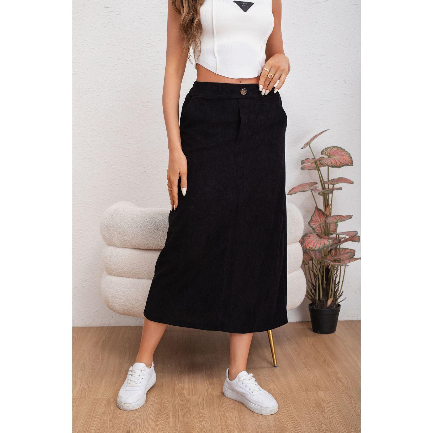 Falda Larga Mujer Cotelé Full Elasticada Moda 0122-2