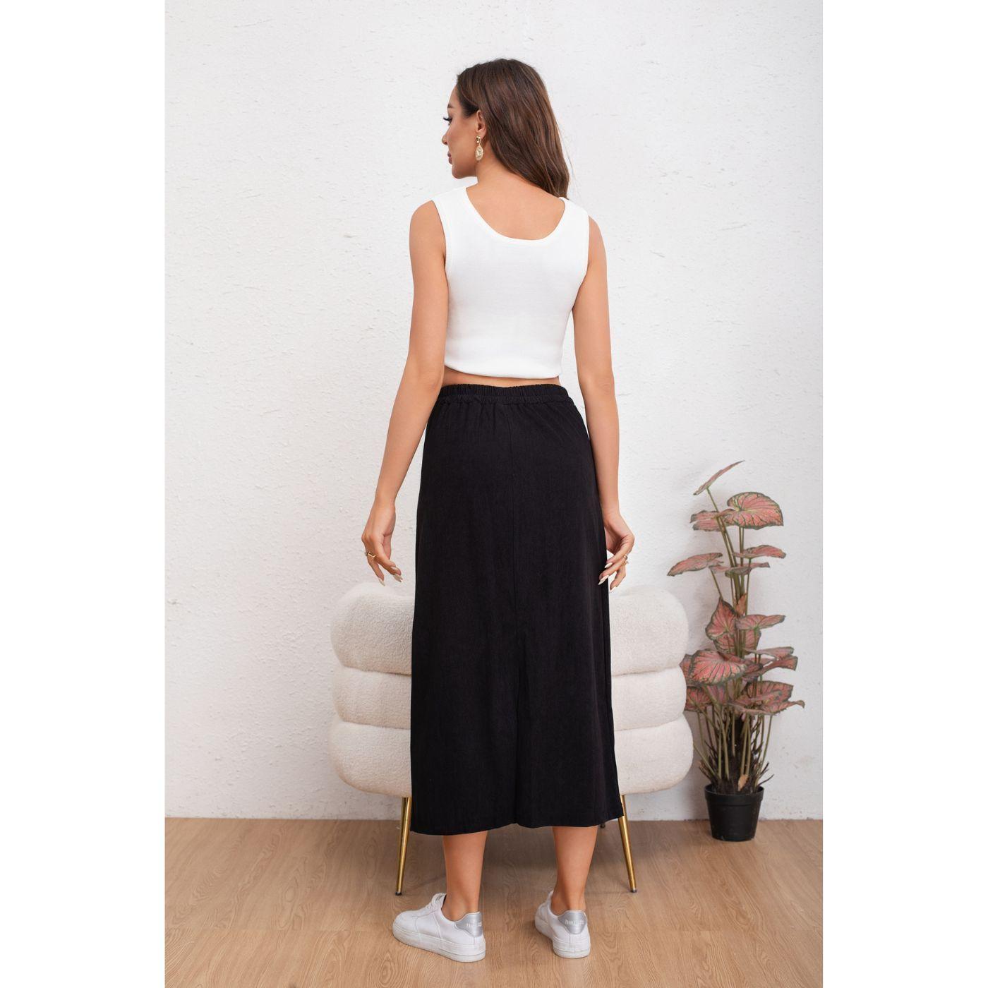 Falda Larga Mujer Cotelé Full Elasticada Moda 0122-3