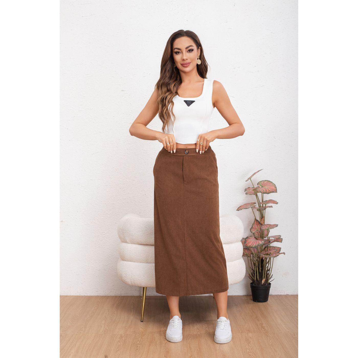 Falda Larga Mujer Cotelé Full Elasticada Moda 0122-0