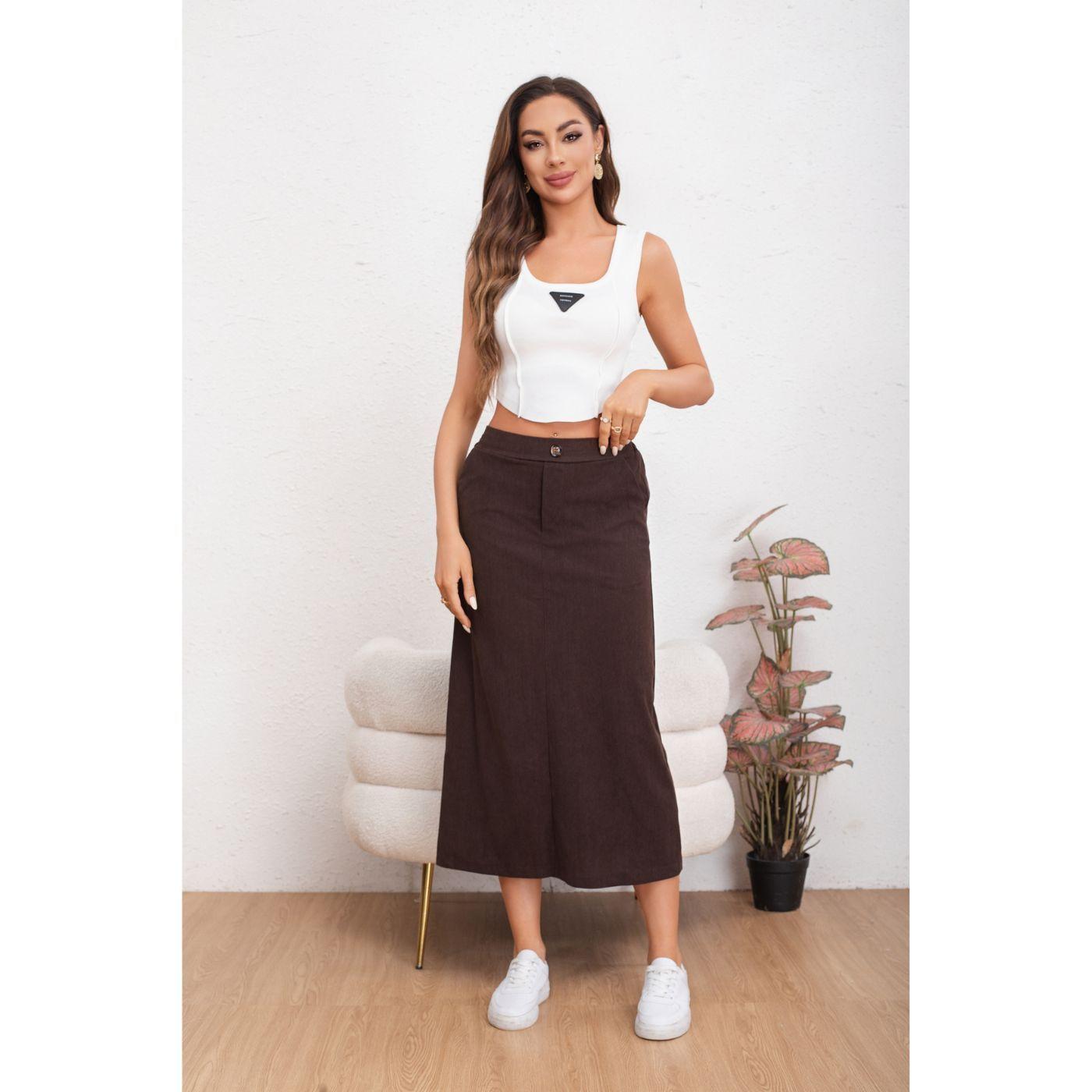 Falda Larga Mujer Cotelé Full Elasticada Moda 0122-0
