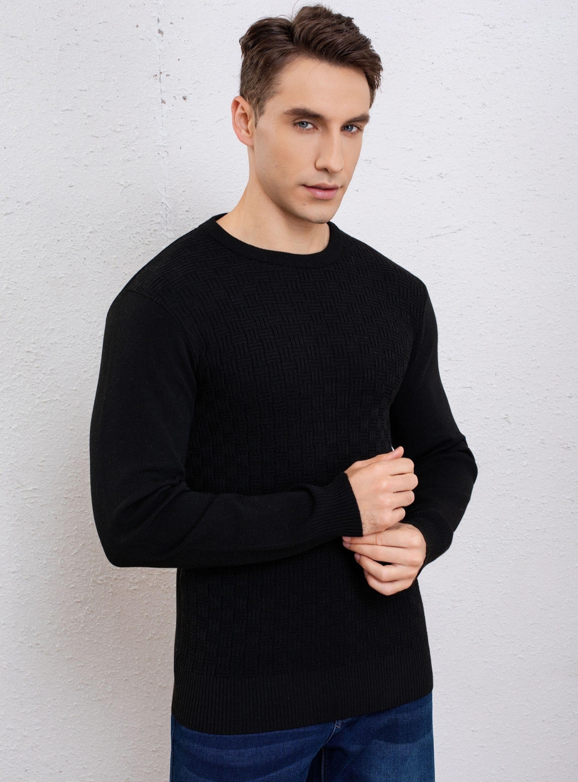 Sweater Hombre Algodon Tejido Hilo Cuello Redondo Texturizado 7256-2