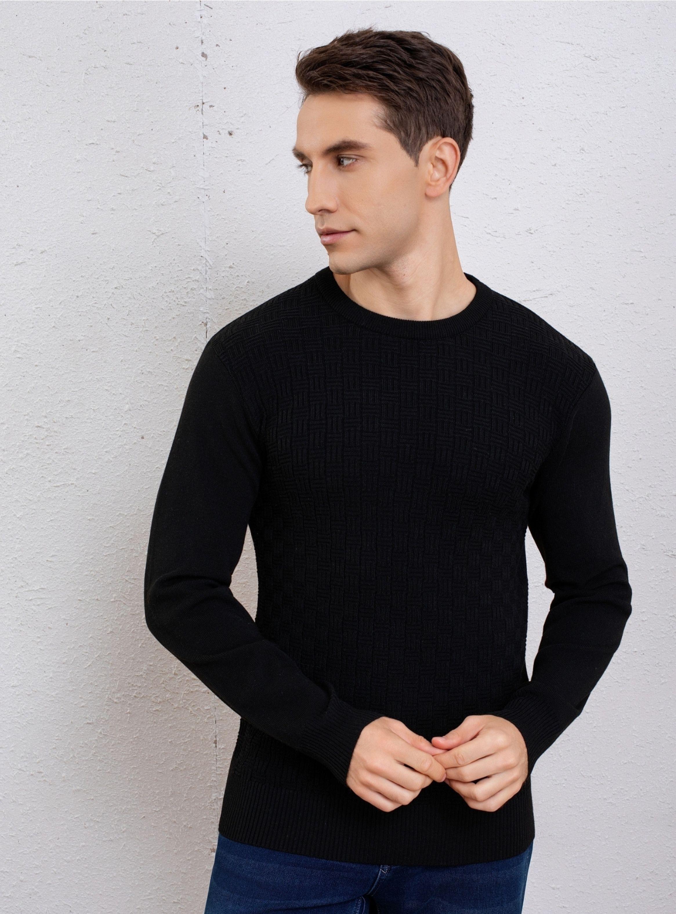Sweater Hombre Algodon Tejido Hilo Cuello Redondo Texturizado 7256-3