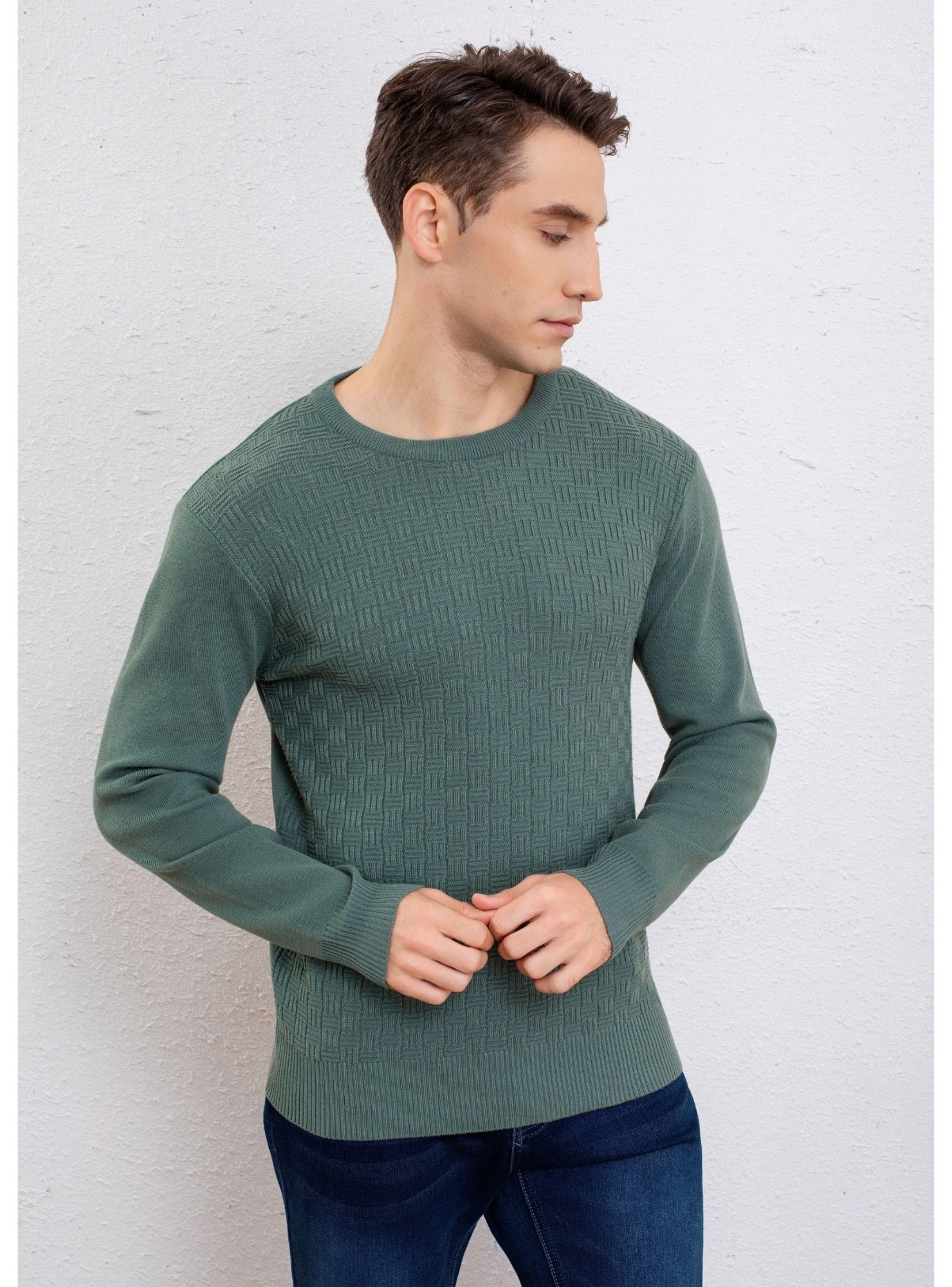 Sweater Hombre Algodon Tejido Hilo Cuello Redondo Texturizado 7256-0