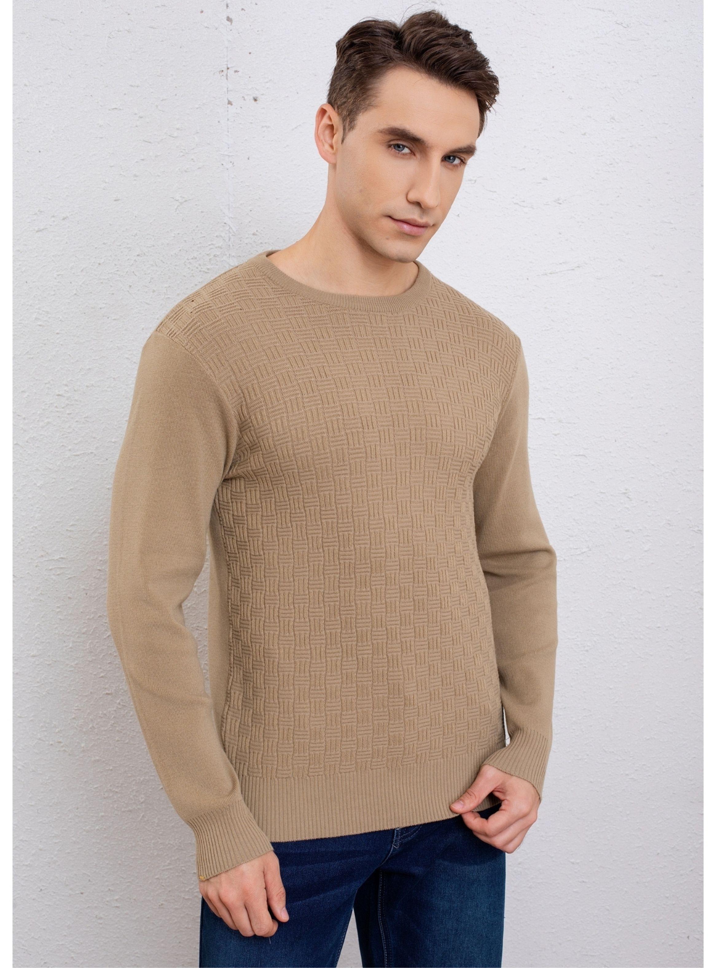 Sweater Hombre Algodon Tejido Hilo Cuello Redondo Texturizado 7256-0
