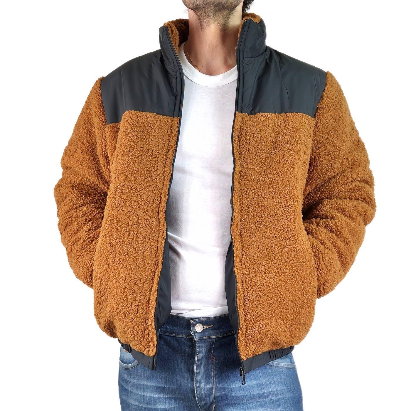 Chaqueta Teddy Hombre Tipo Corderito Gruesa Bolsillos 602-2
