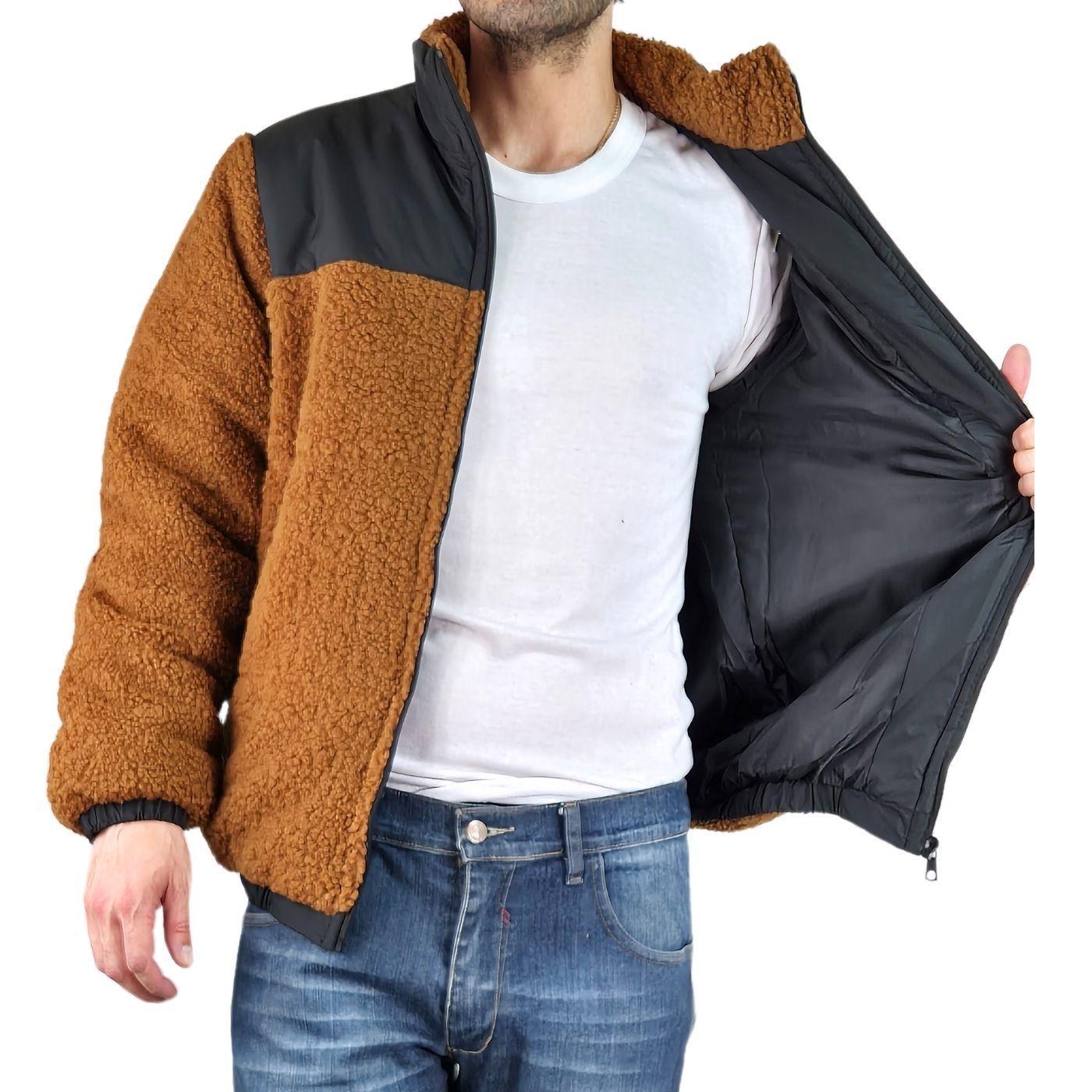 Chaqueta Teddy Hombre Tipo Corderito Gruesa Bolsillos 602-3