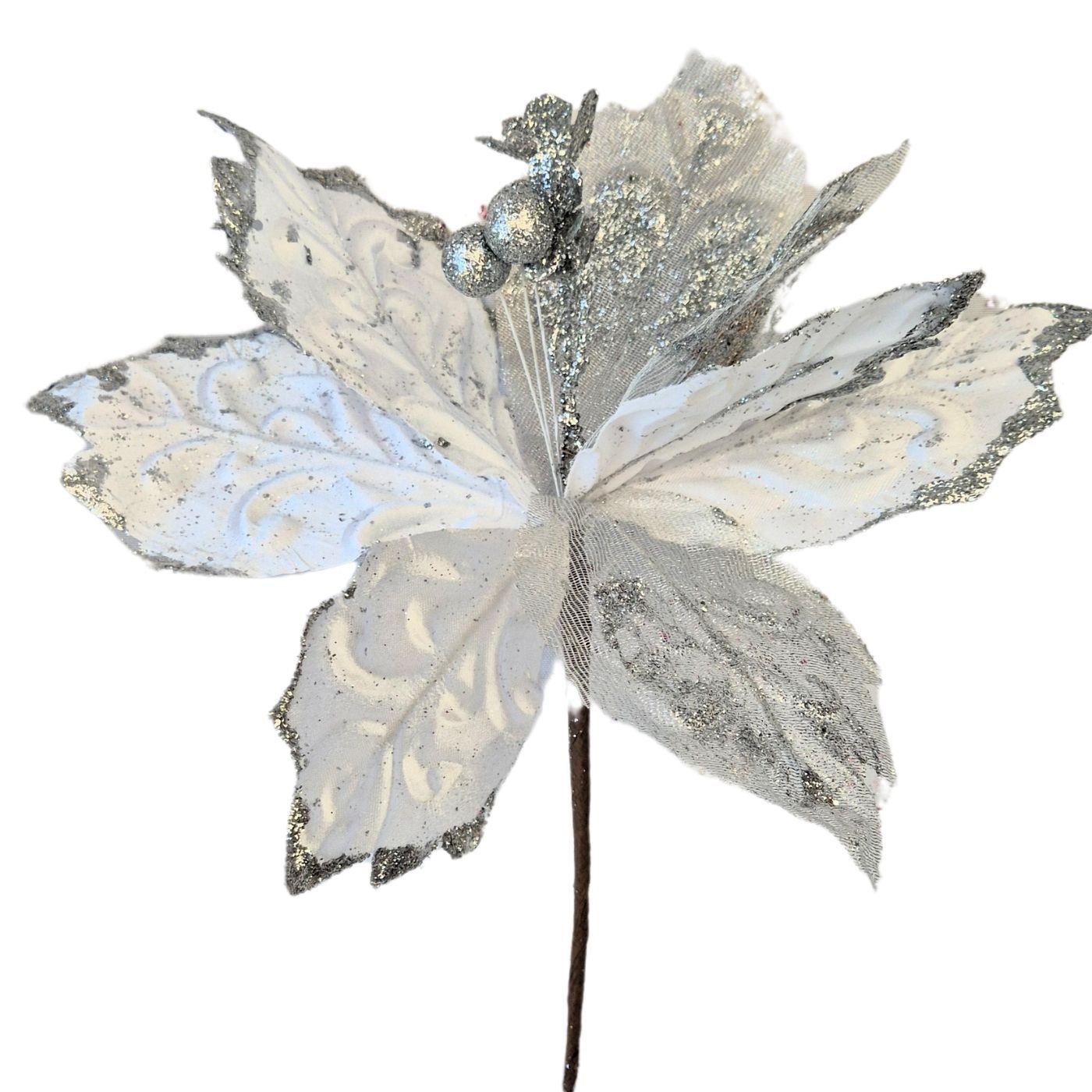 Pack 4 Flores Artificiales Navideñas Con Brillos 131-2