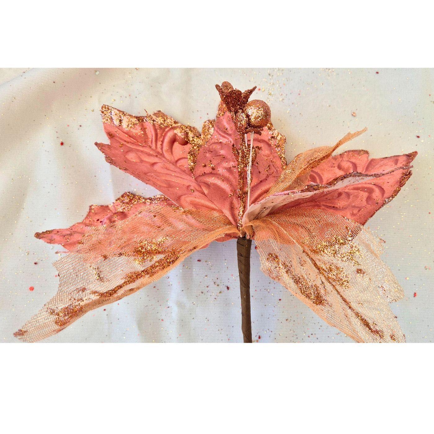 Pack 4 Flores Artificiales Navideñas Con Brillos 131-5