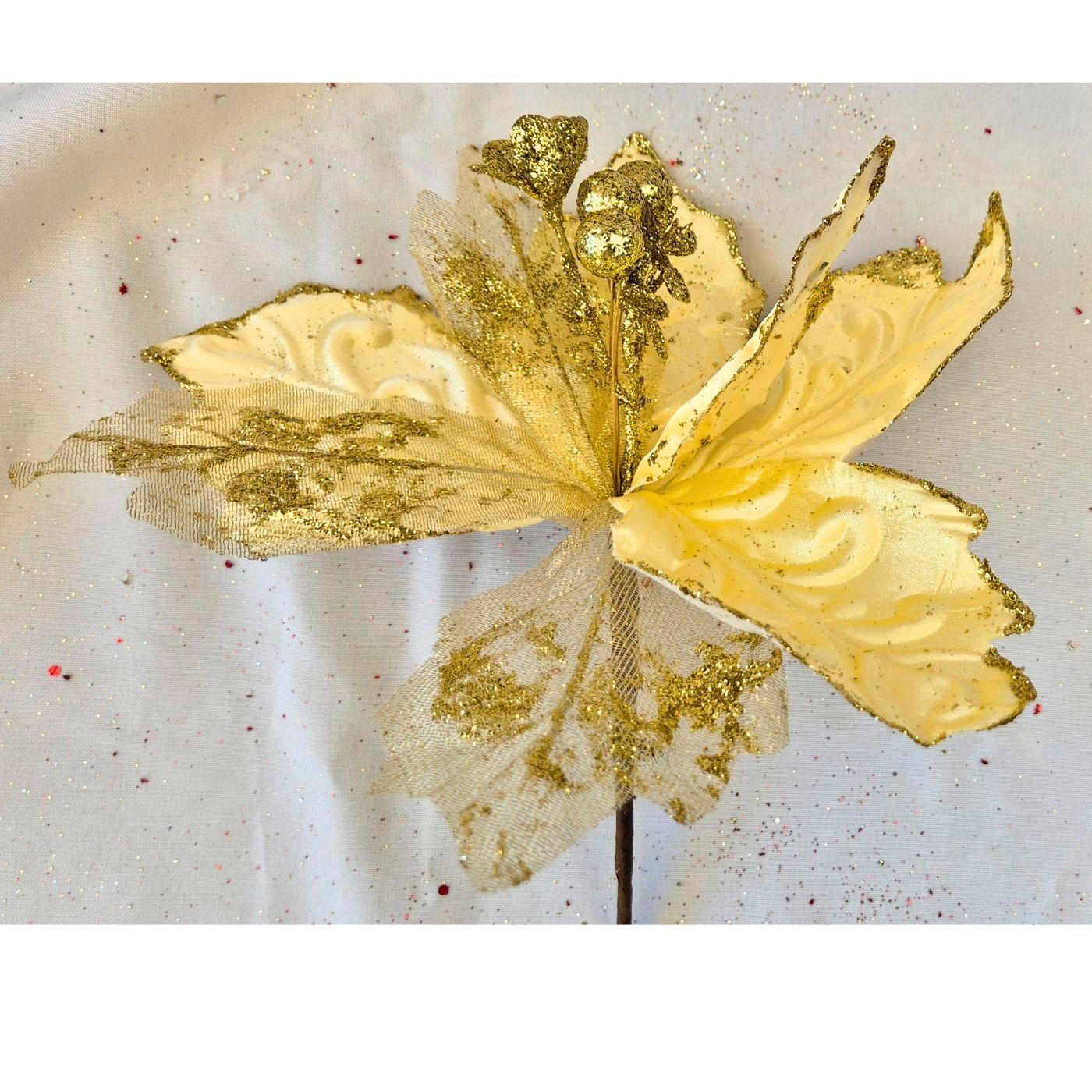 Pack 4 Flores Artificiales Navideñas Con Brillos 131-6