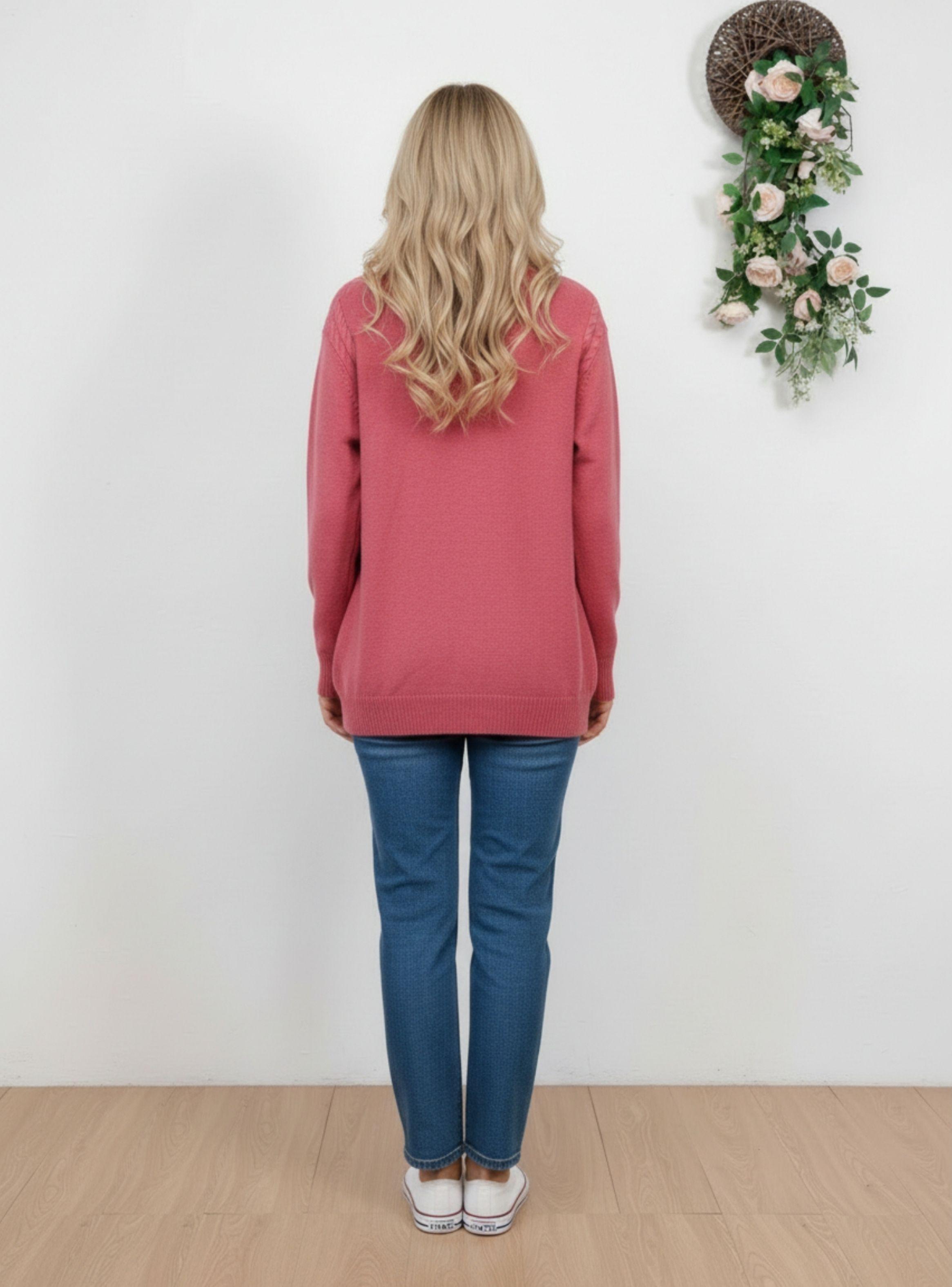 Sweater De Punto Mujer Tejido Cuello Alto Bolsillos Colores Q2625-2