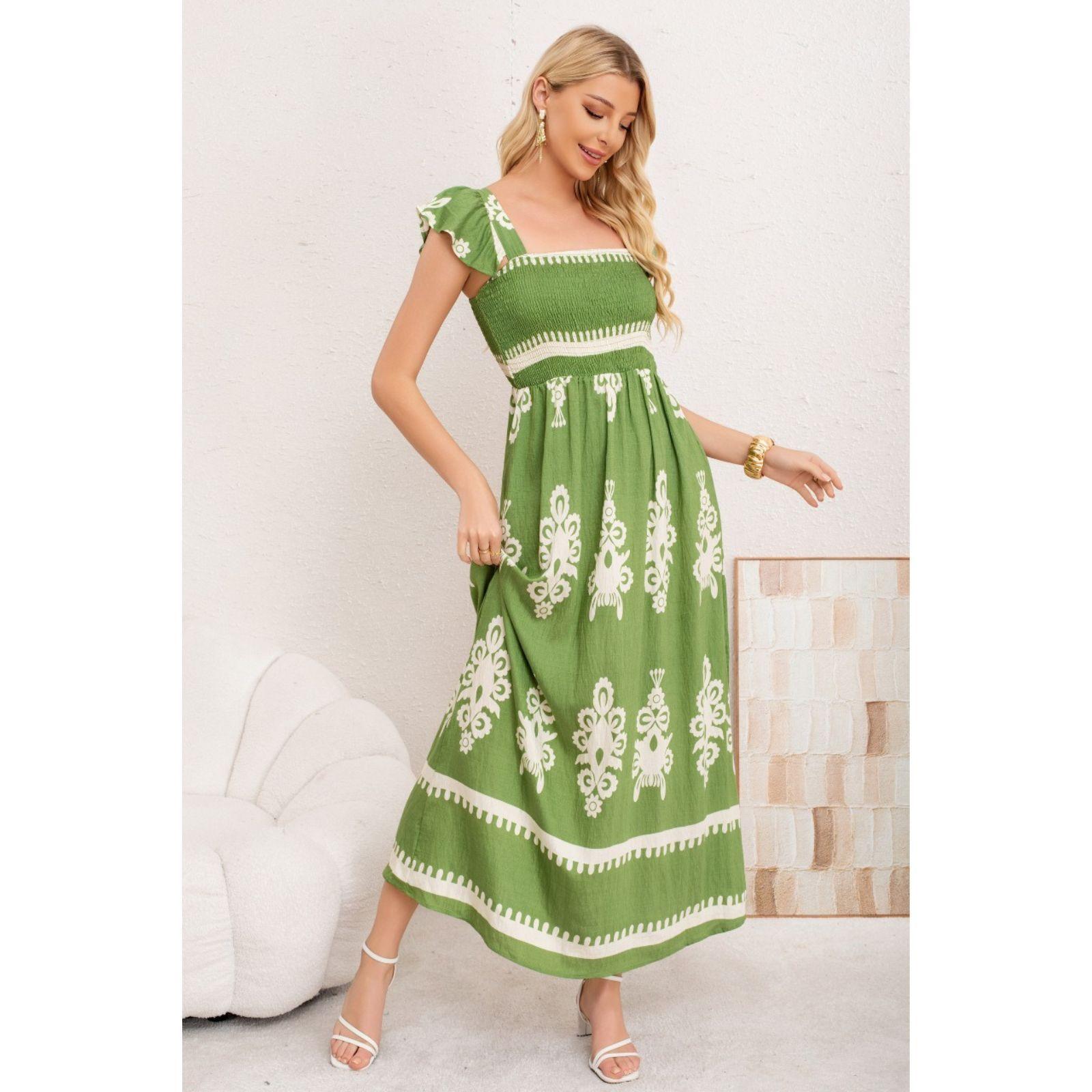 Maxi Vestido Largo Verano Mujer Estampado Casual Sin Mangas 3380-1