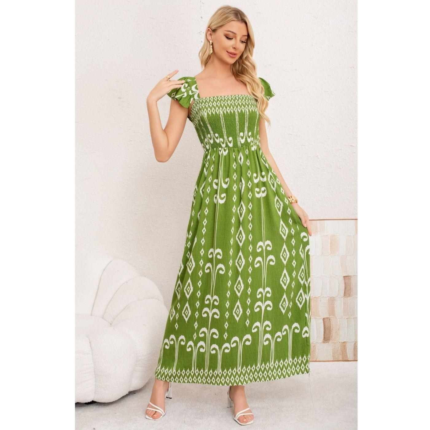 Maxi Vestido Verano Largo Mujer Estampado Geometrico Casual 3362-1