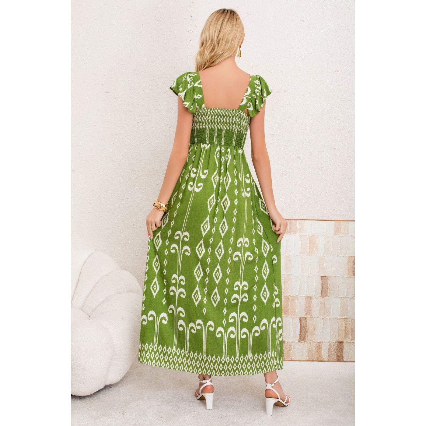 Maxi Vestido Verano Largo Mujer Estampado Geometrico Casual 3362-2