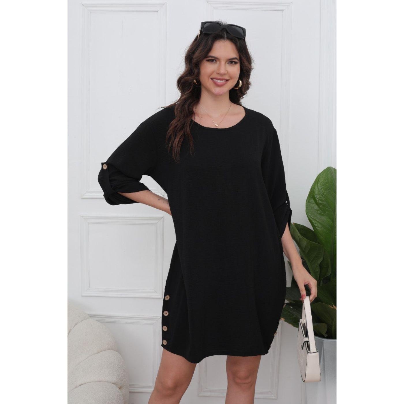 Vestido Corto Blusón Algodón Mujer Manga Larga Casual 0071-2