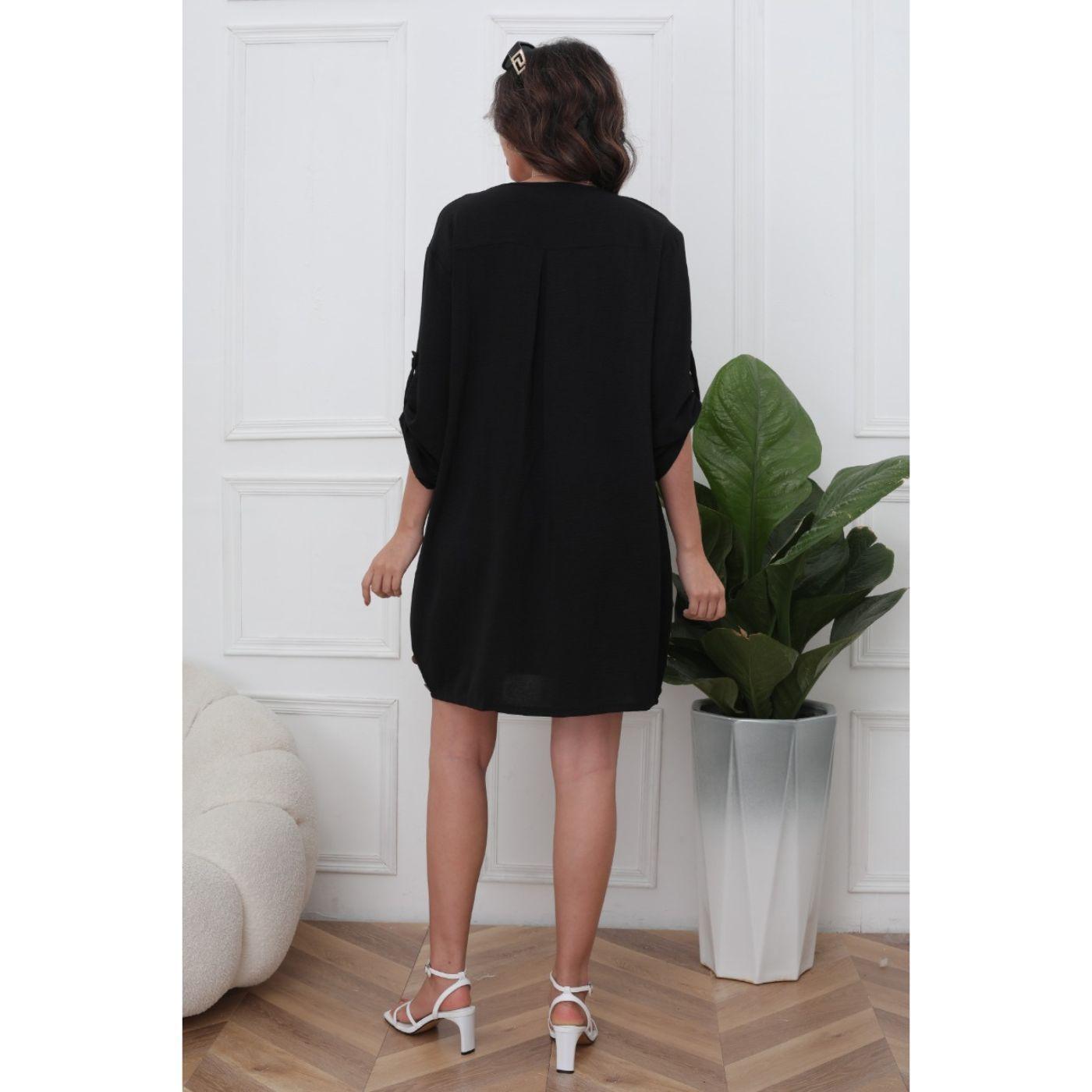 Vestido Corto Blusón Algodón Mujer Manga Larga Casual 0071-3