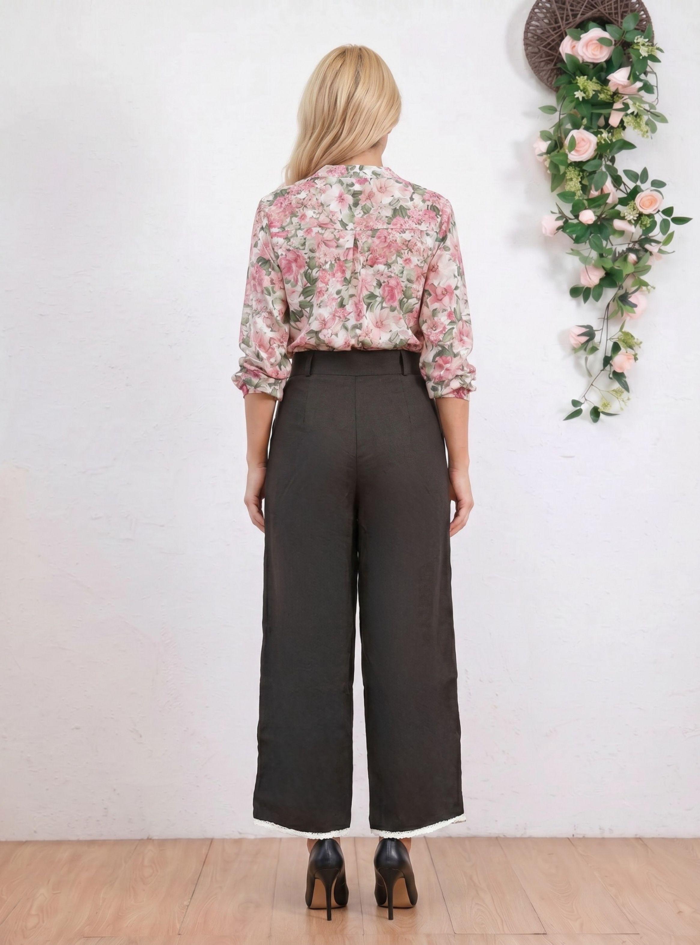Pantalón Mujer Vestir Semi Formal Tipo Lino Recto Tiro Alto 912-2