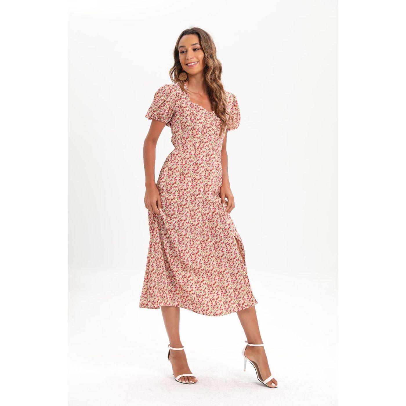 Vestido Verano Largo Mujer Floral Manga Corta 272-4
