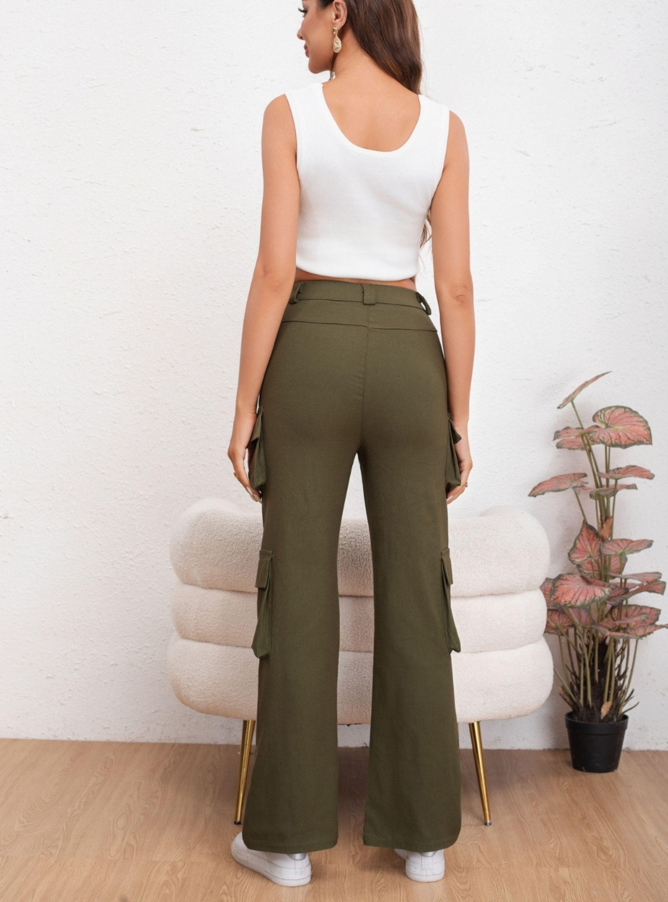 Pantalón Mujer Cargo Recto Ancho Full Elasticado Primavera Verano 2009-2