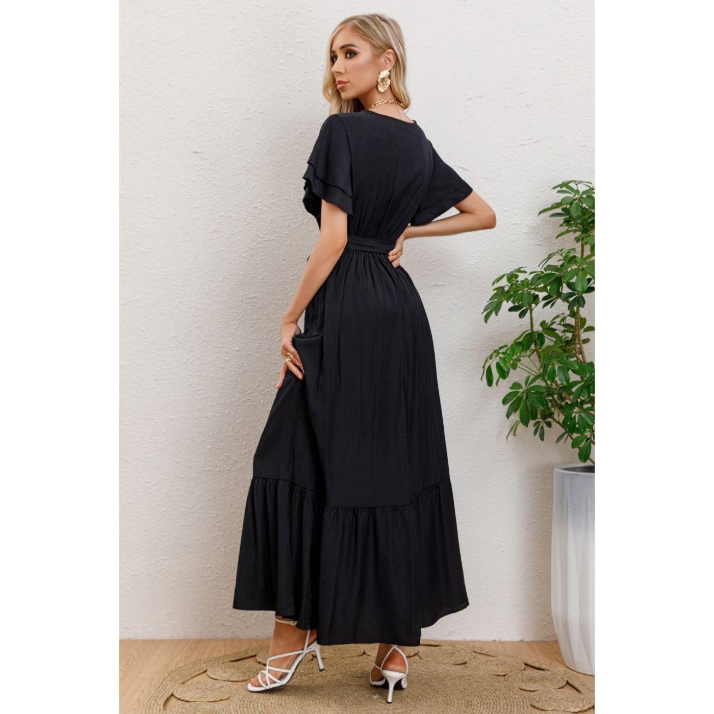 Maxi Vestido Largo Primavera Mujer. Abertura, Cuello V 326-2