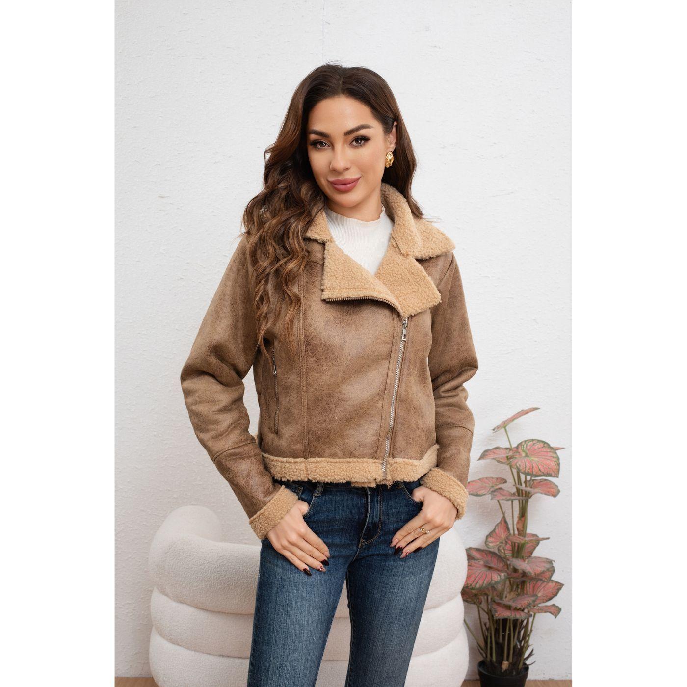Chaqueta Tipo Piloto Mujer Cruzada Forro Interior Chiporro Moda 7585-1