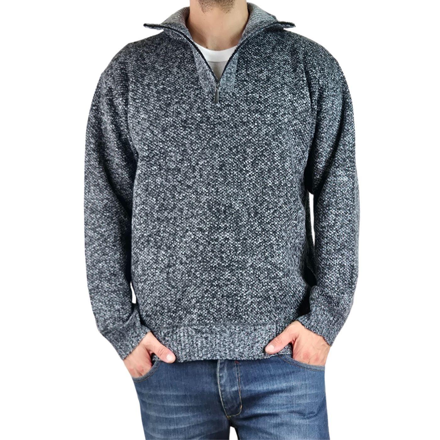 Sweater Frizado Tejido Hombre Cuello Alto Cierre Colores 2092-1