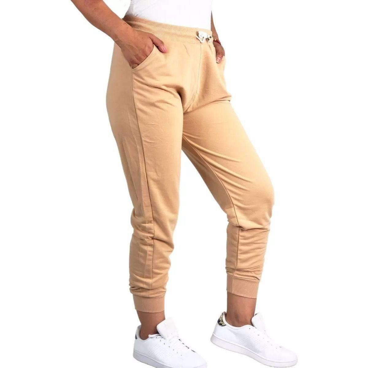 Pantalón Jogger Buzo Mujer Algodón Sin Forro Polar Liso 130-0