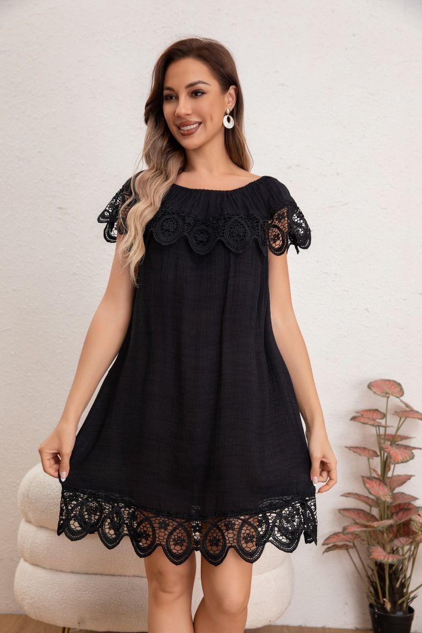 Vestido Mujer Corto Playero Macramé Salida De Baño Verano 349-1