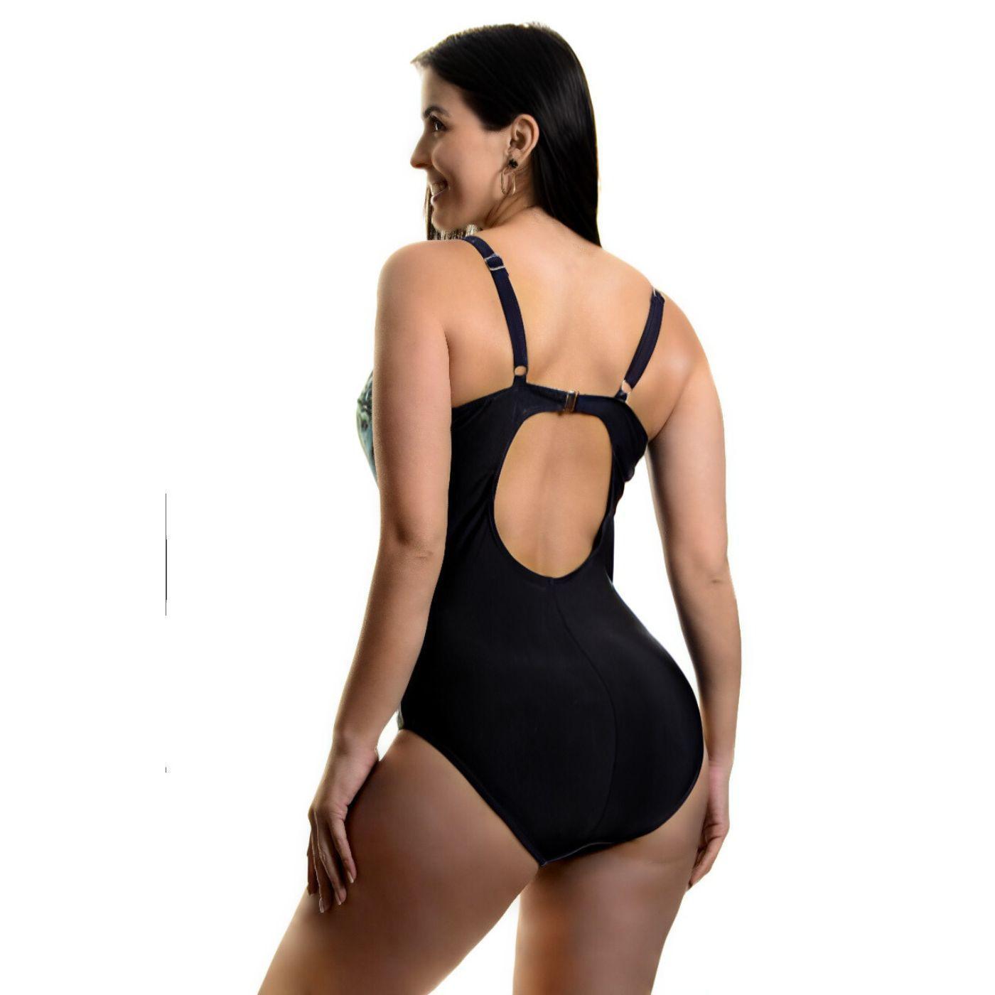 Traje De Baño Entero Mujer Estampado Una Pieza Diseño Hojas 8332-1