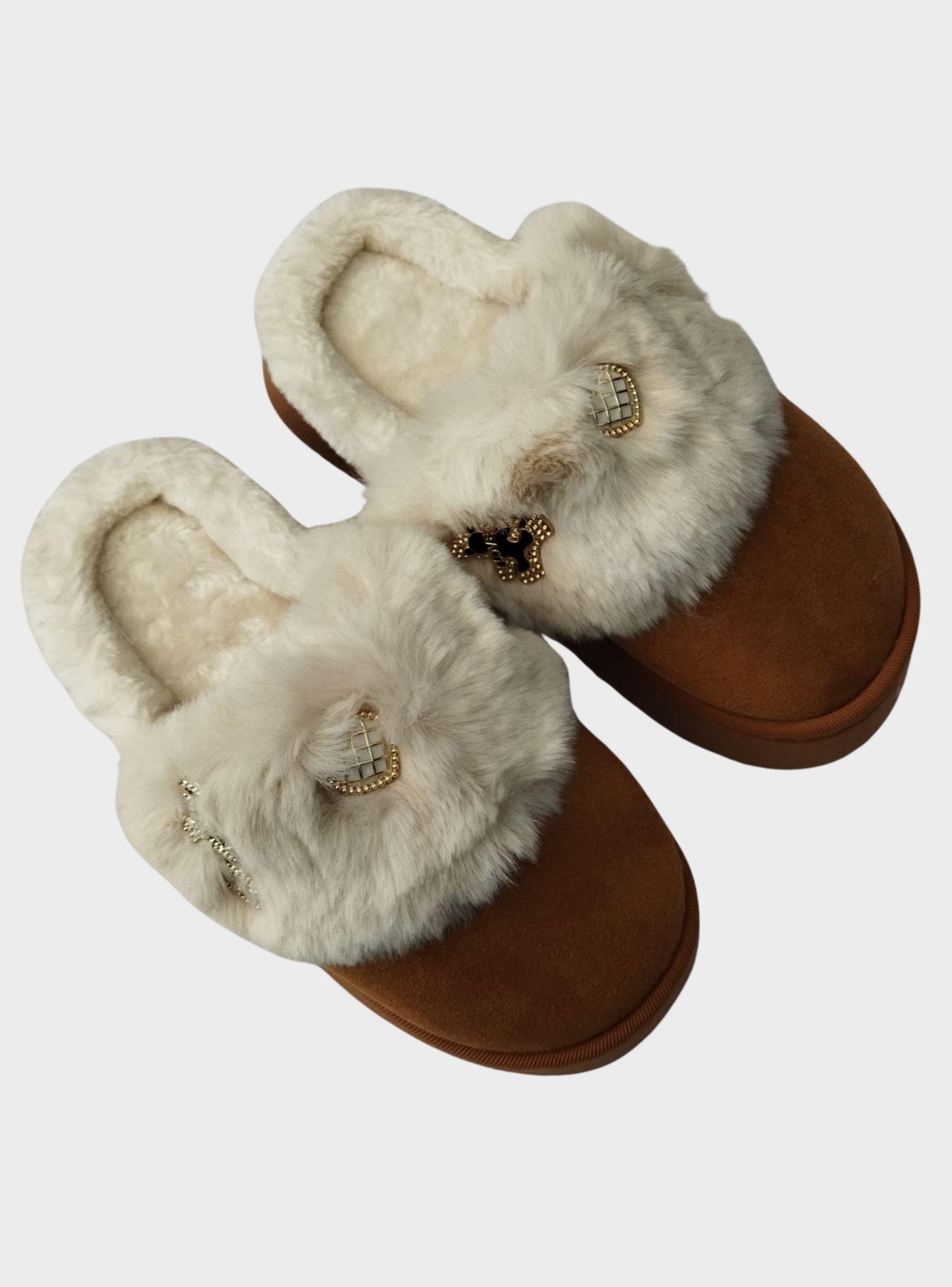 Pantuflas Mujer Antideslizante Felpa Invierno Aplicaciones Queen 4863-2