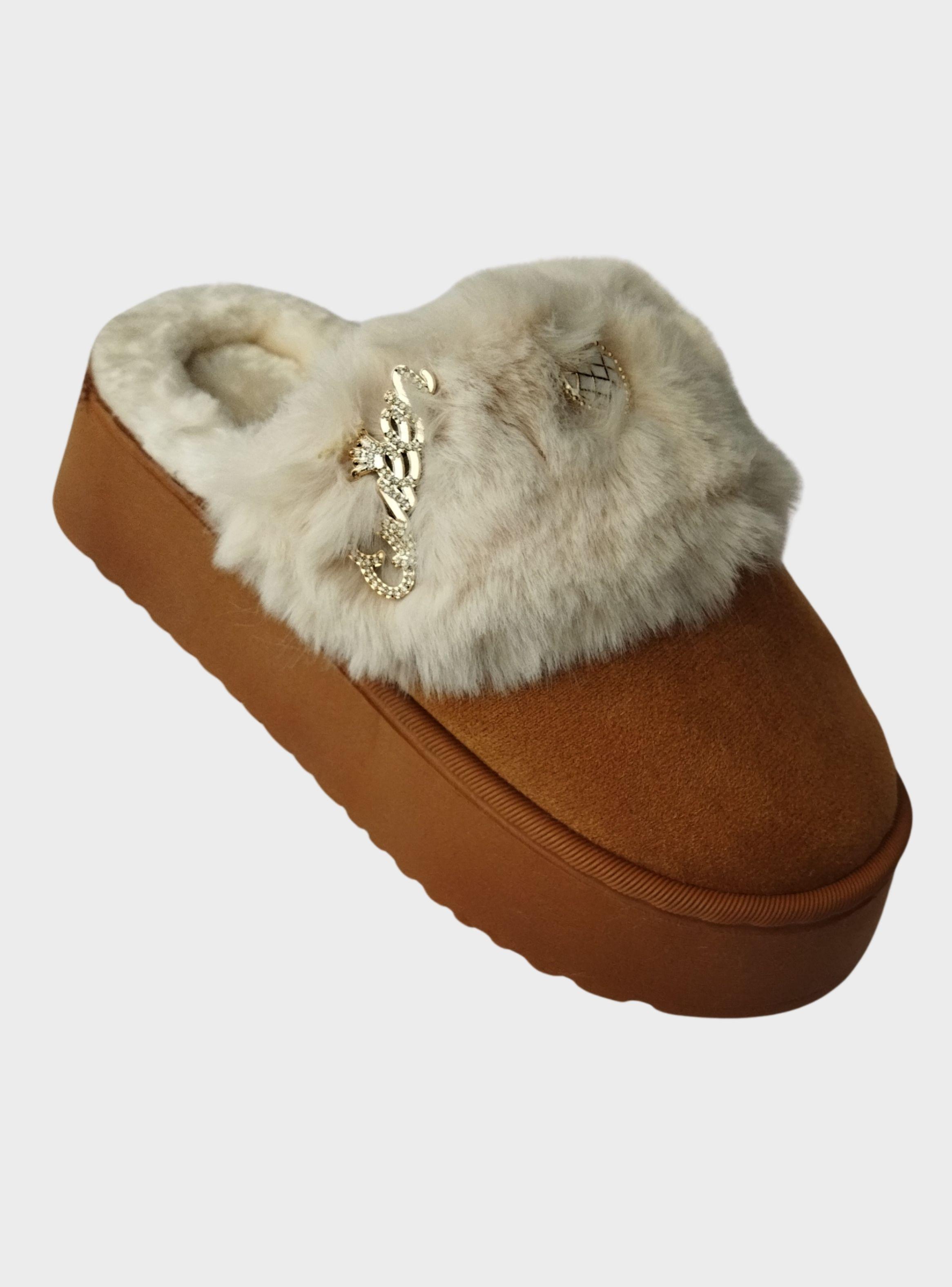 Pantuflas Mujer Antideslizante Felpa Invierno Aplicaciones Queen 4863-4