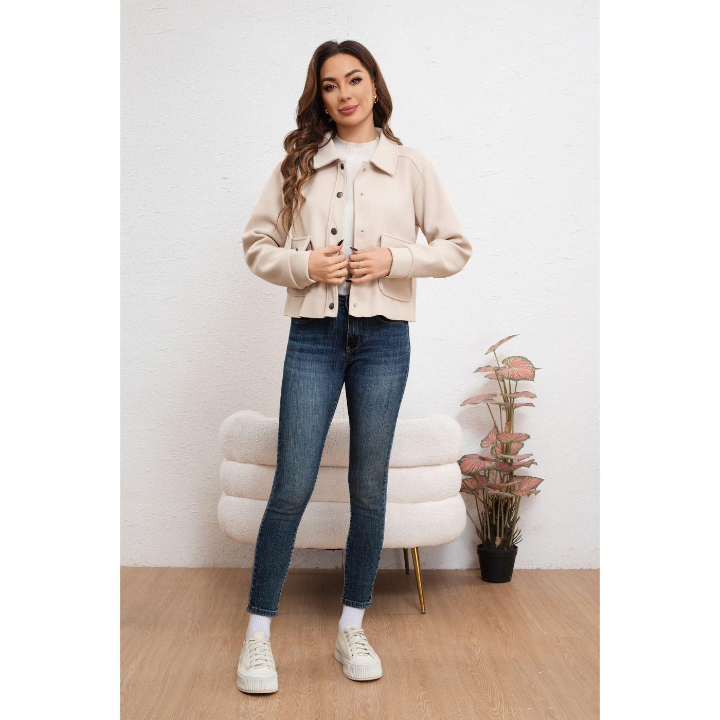 Chaqueta Mujer Formal Corta Otoño Invierno Broches 7576-2