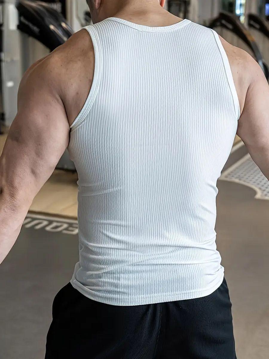 Camiseta Elasticada Sin Manga Hombre Acanalada Algodón Musculosa 38-2