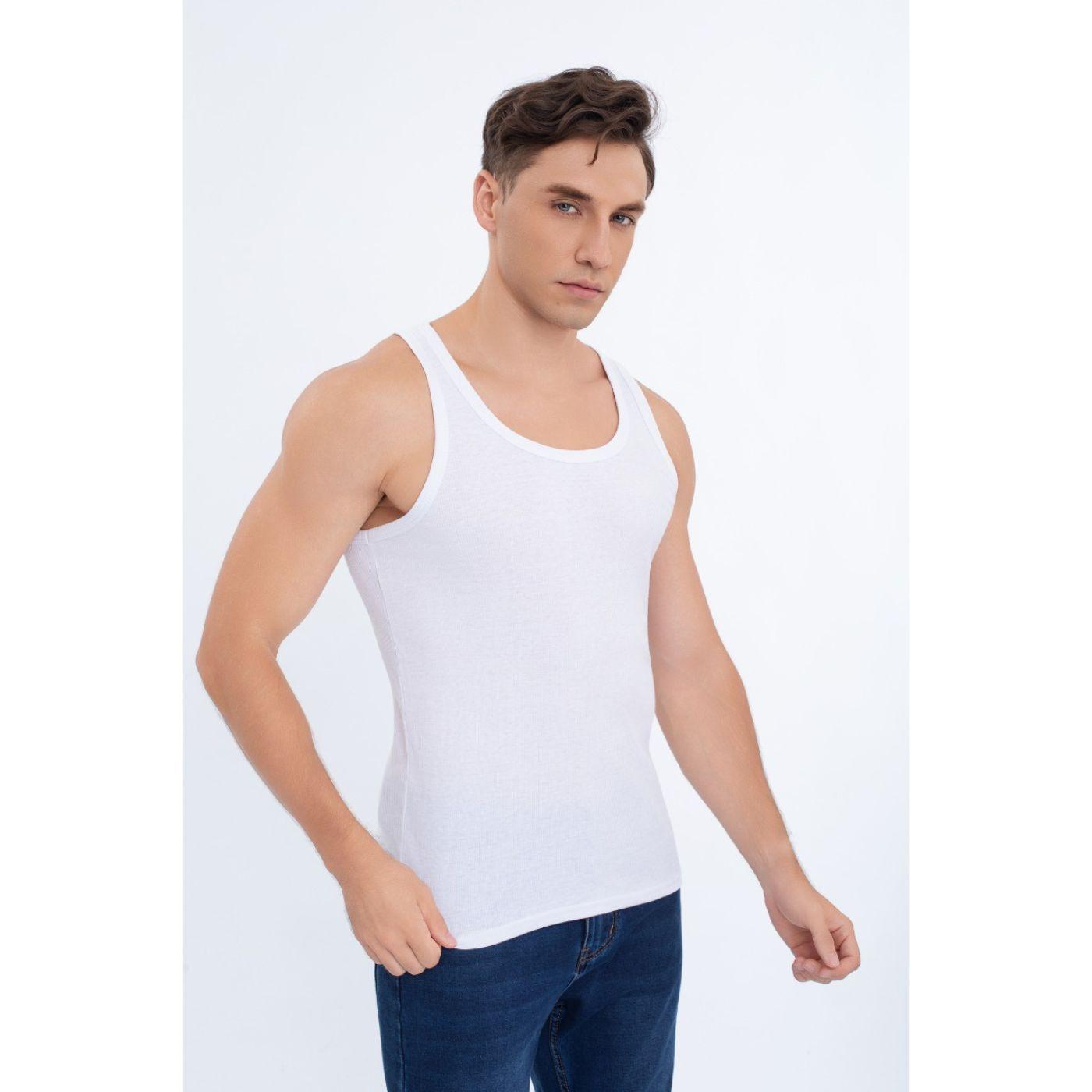 Camiseta Hombre Elasticada Sin Manga Acanalada Algodón 7610-2